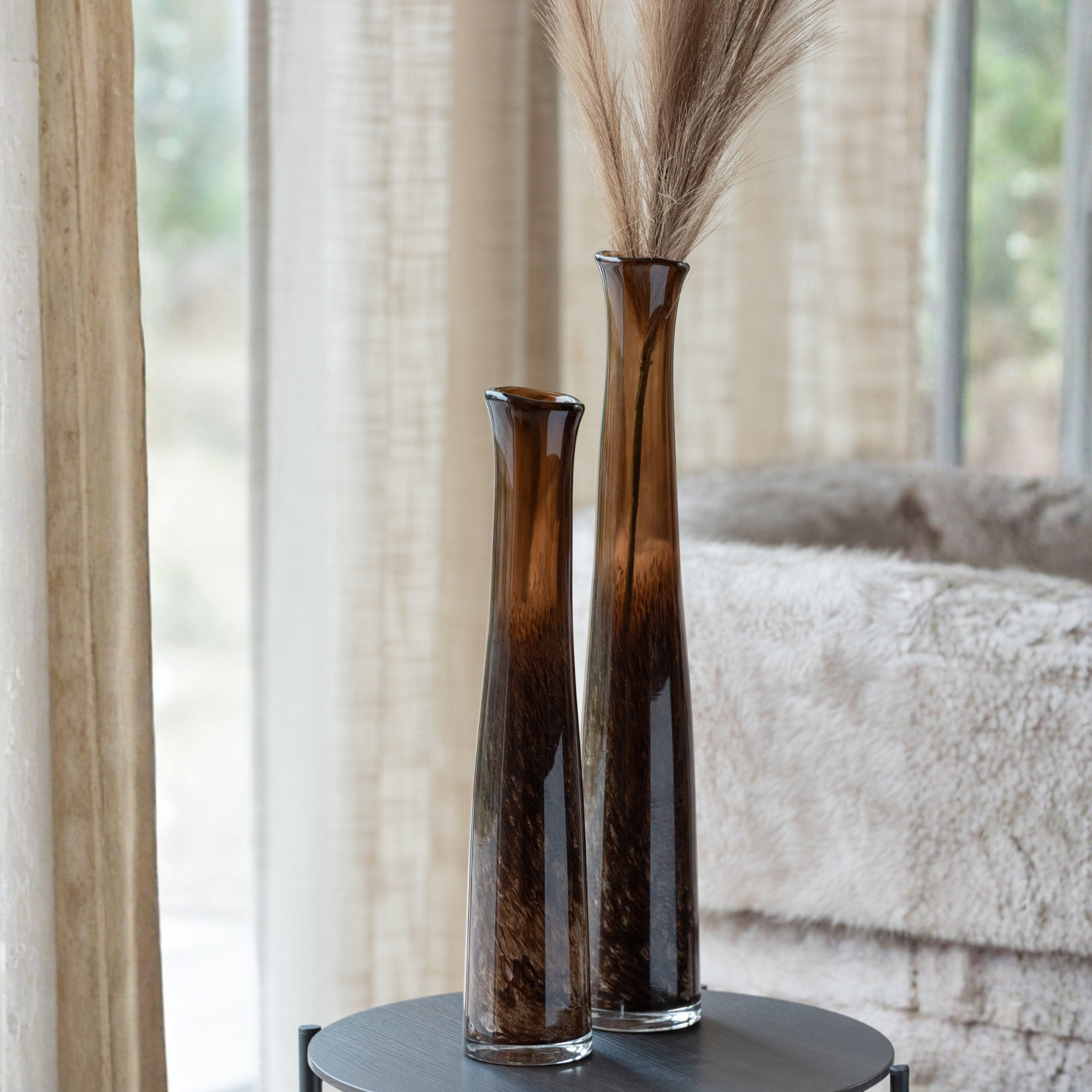 Donkerbruine Glazen Vaas Cylinder Small J-Line