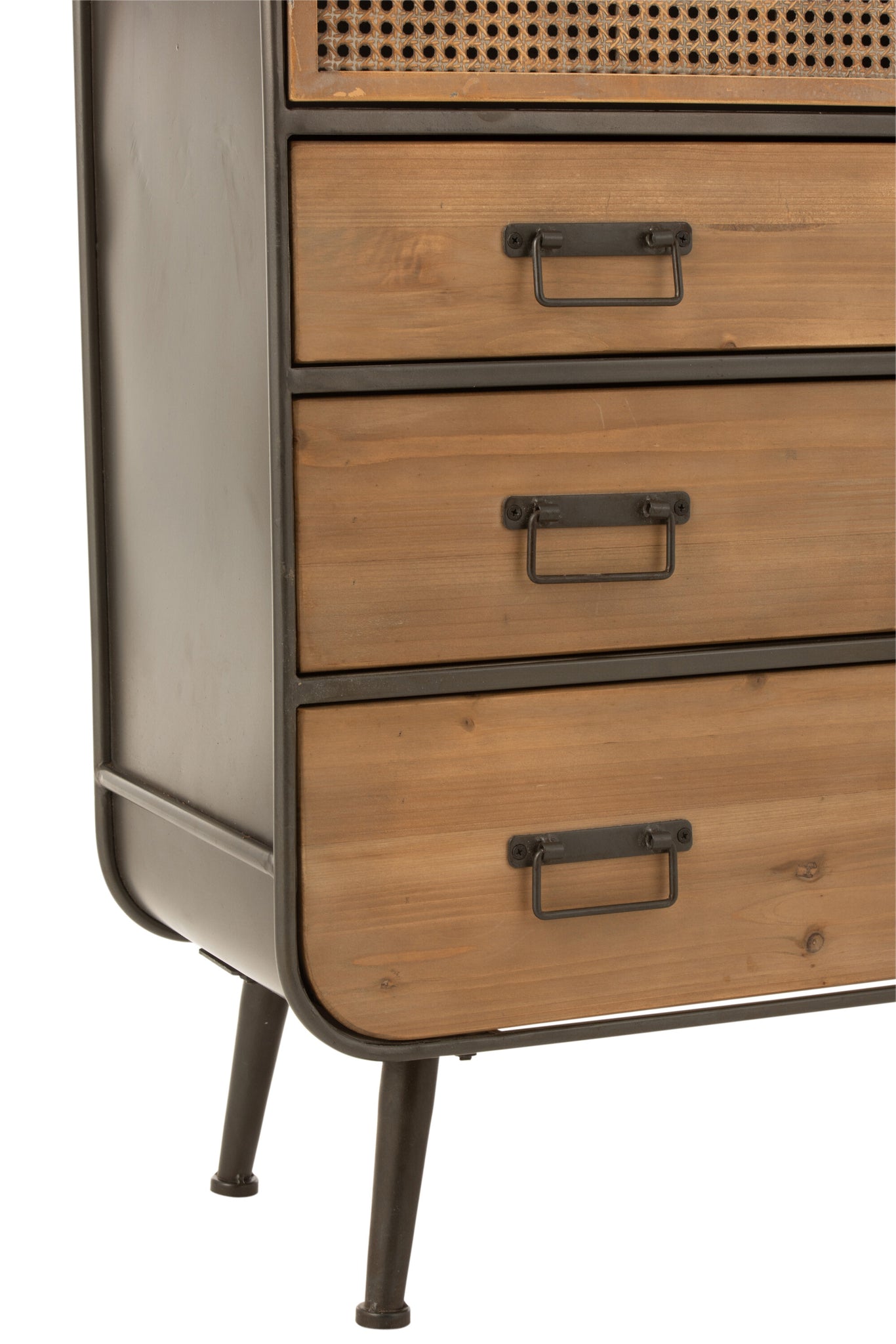 Kast Hoog 3 Lades Metaal/Hout Zwart/Naturel J-Line