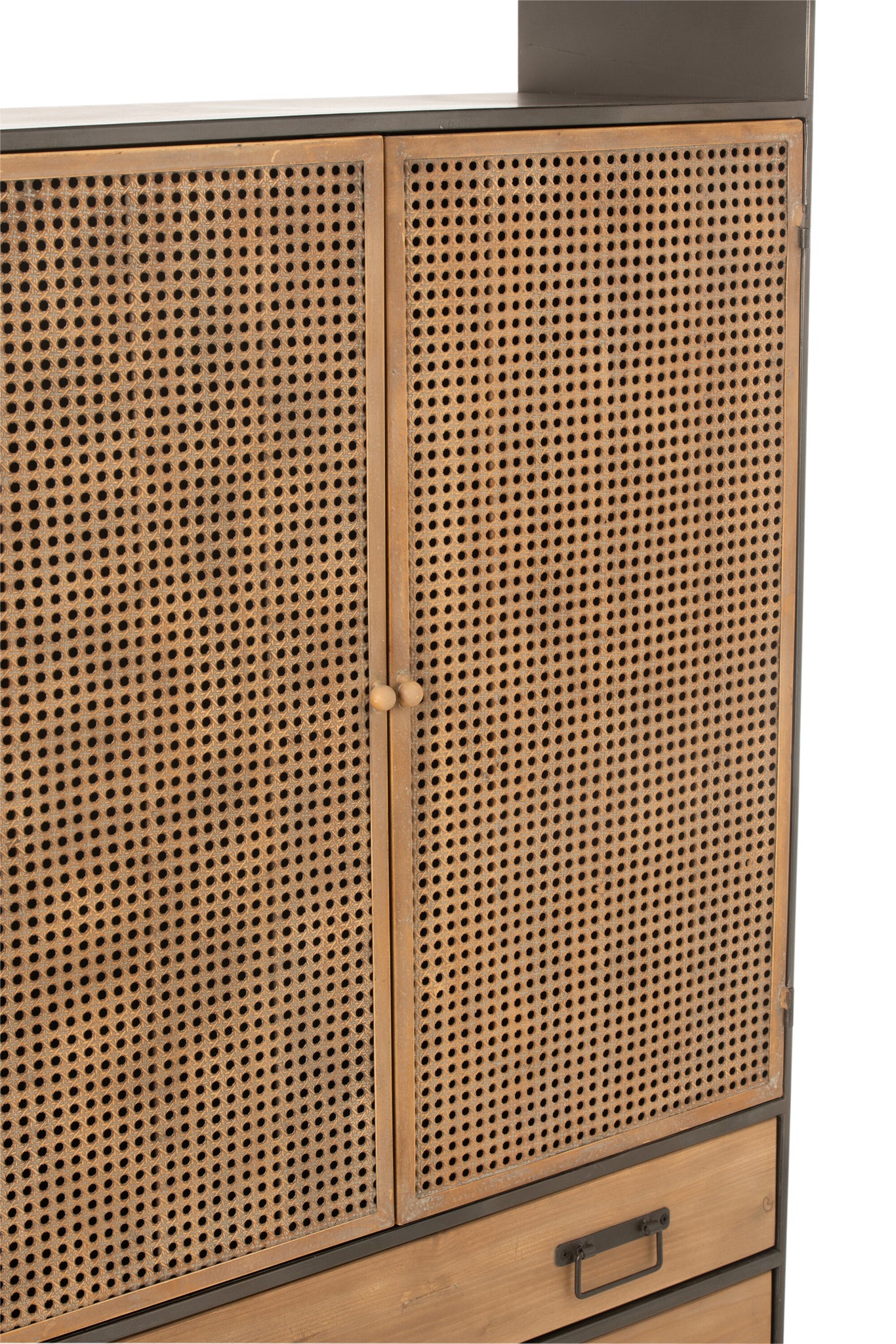 Kast Hoog 3 Lades Metaal/Hout Zwart/Naturel J-Line