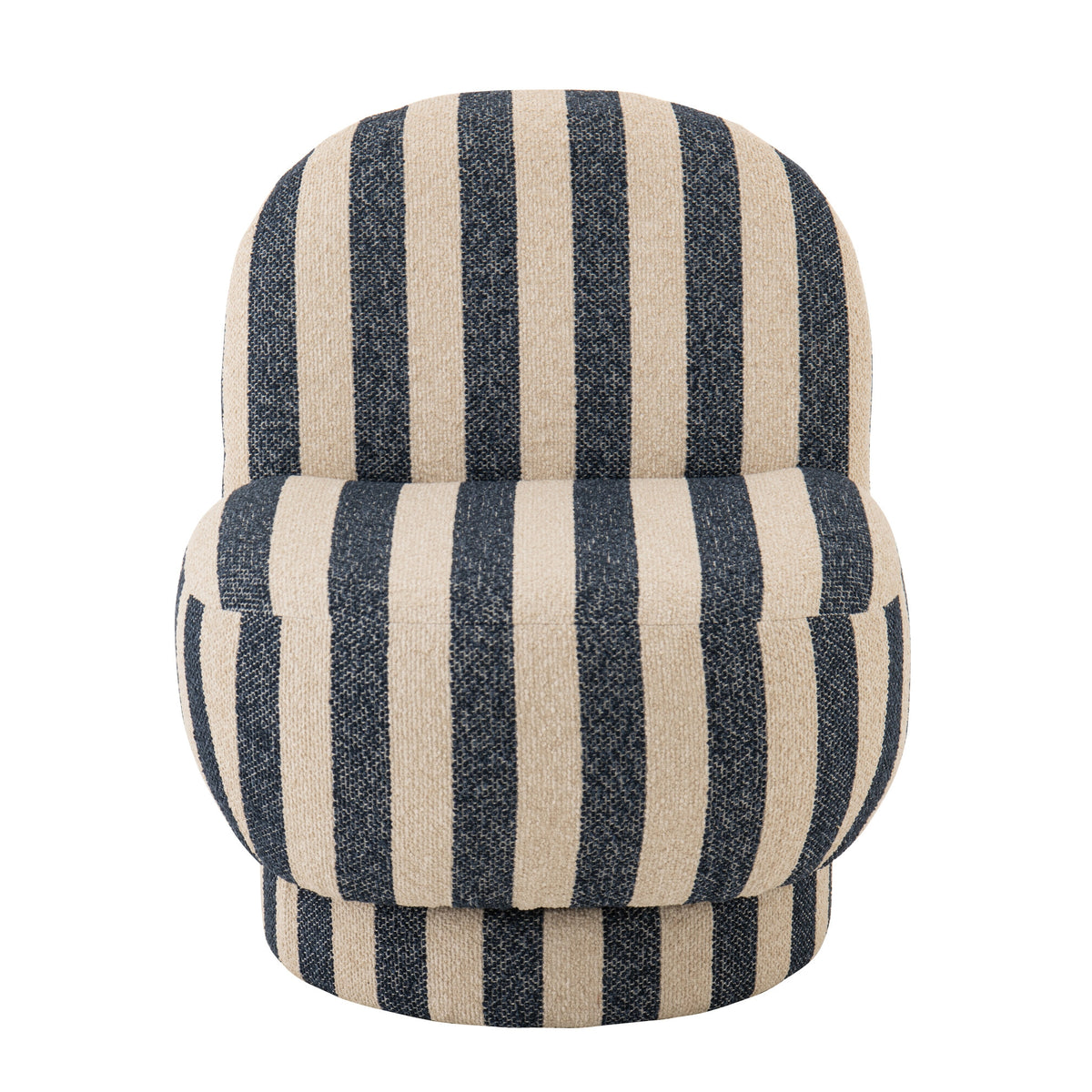Lounge Chair Gestreepte Stof Blauw/Gebroken Wit J-Line