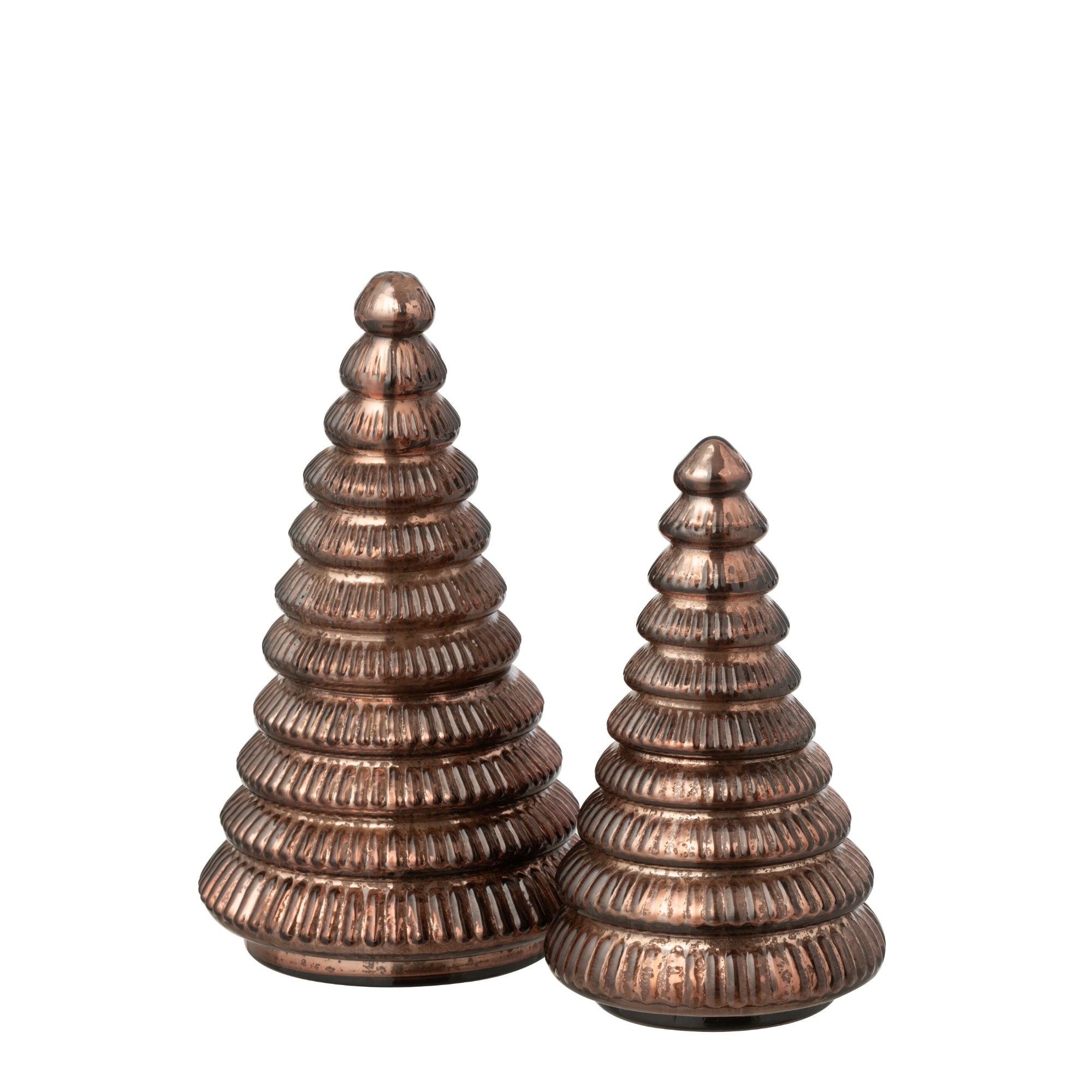 Geurkaars Kerstboom Glas Bruin J-Line Set van 2