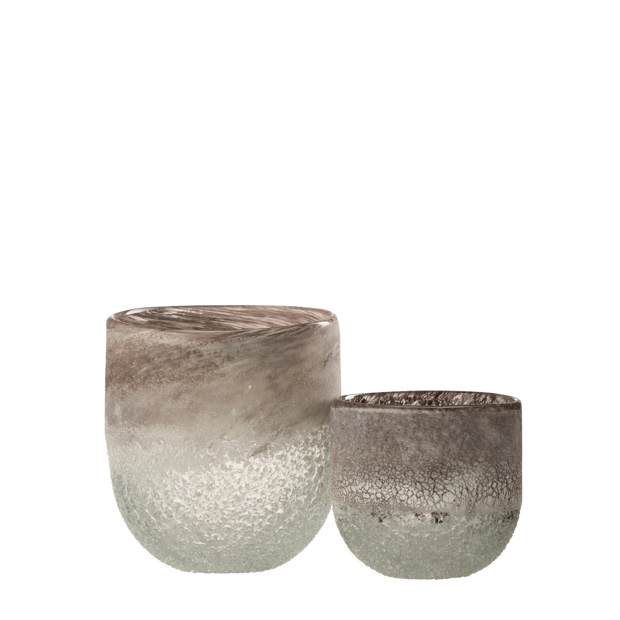 Set Theelichthouder & Windlicht Scavo Glas Grijs J-Line