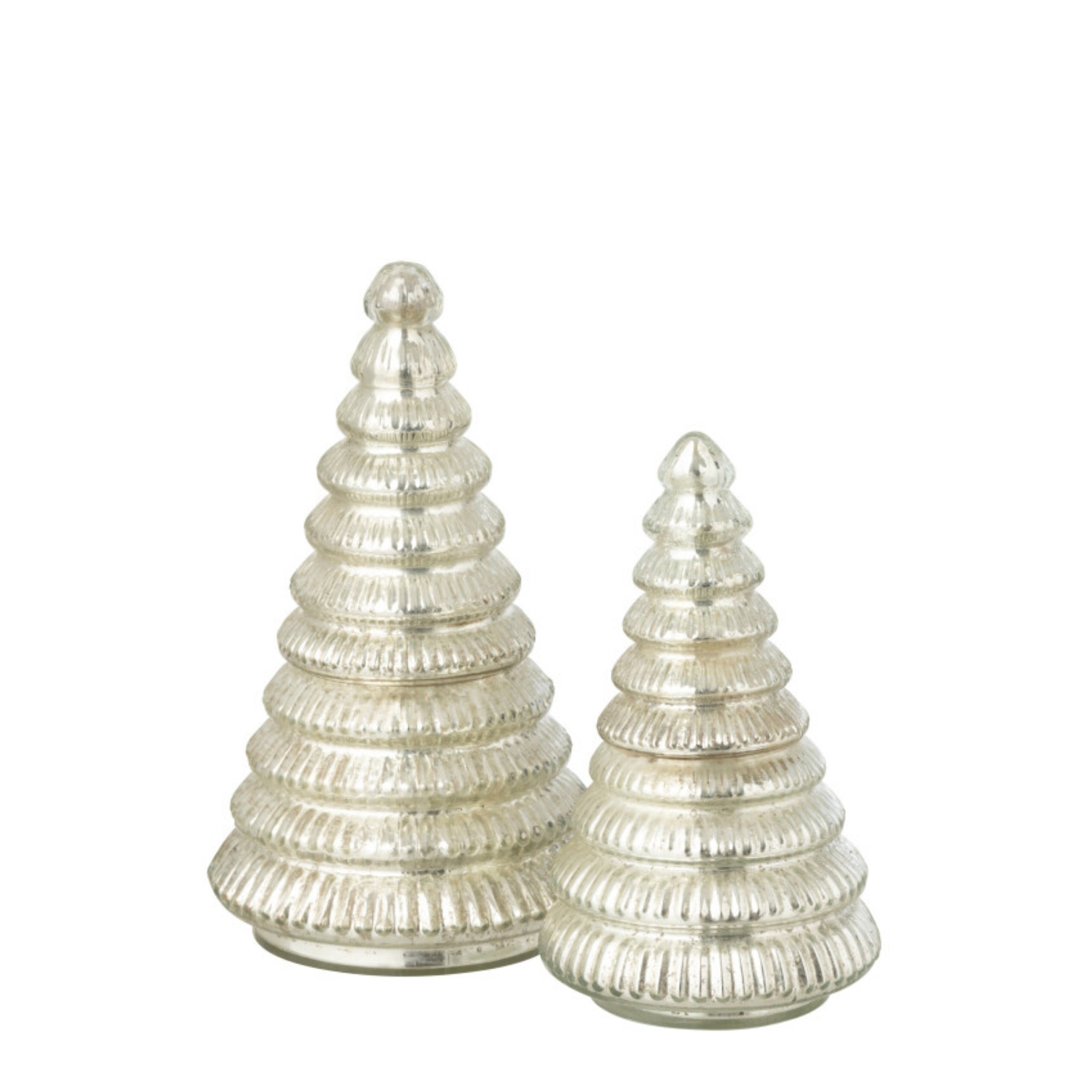 Geurkaars Kerstboom Glas Zilver J-Line Set van 2