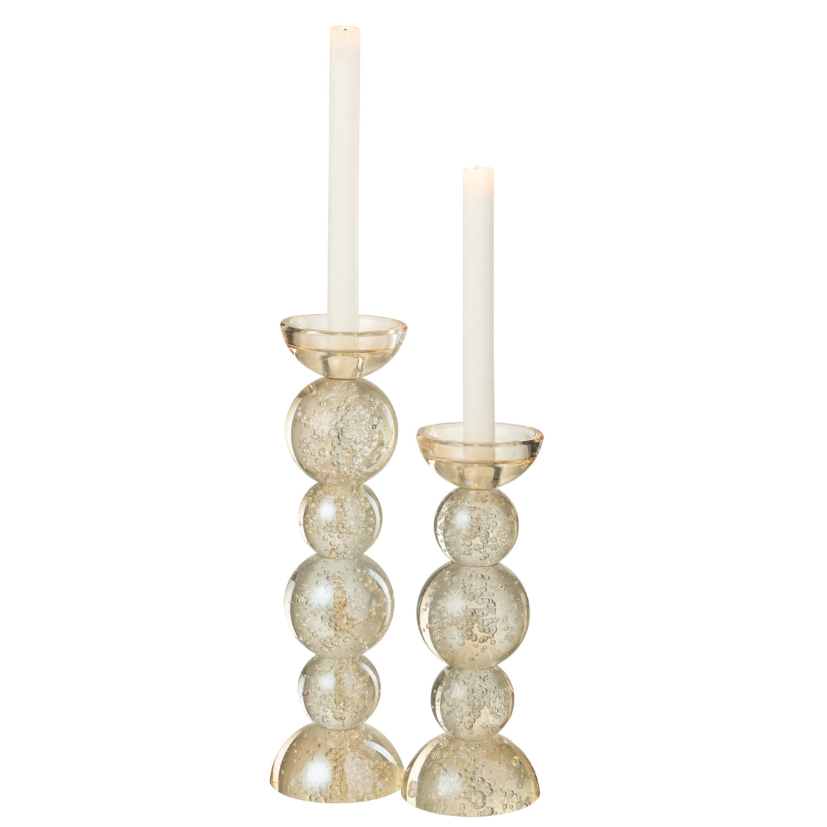 Kandelaar Glas Champagnekleurig Set van 2 J-Line