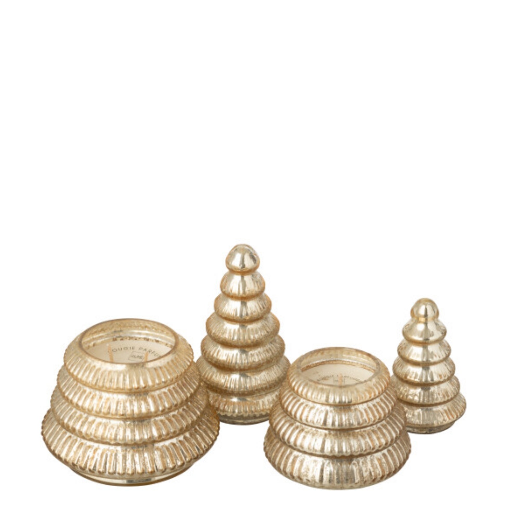 Geurkaars Kerstboom Glas Goud J-Line Set van 2