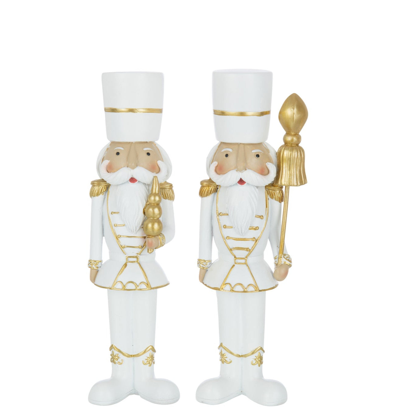 Notenkraker Resine Wit/Goud Large Set van 2 H26cm J-Line