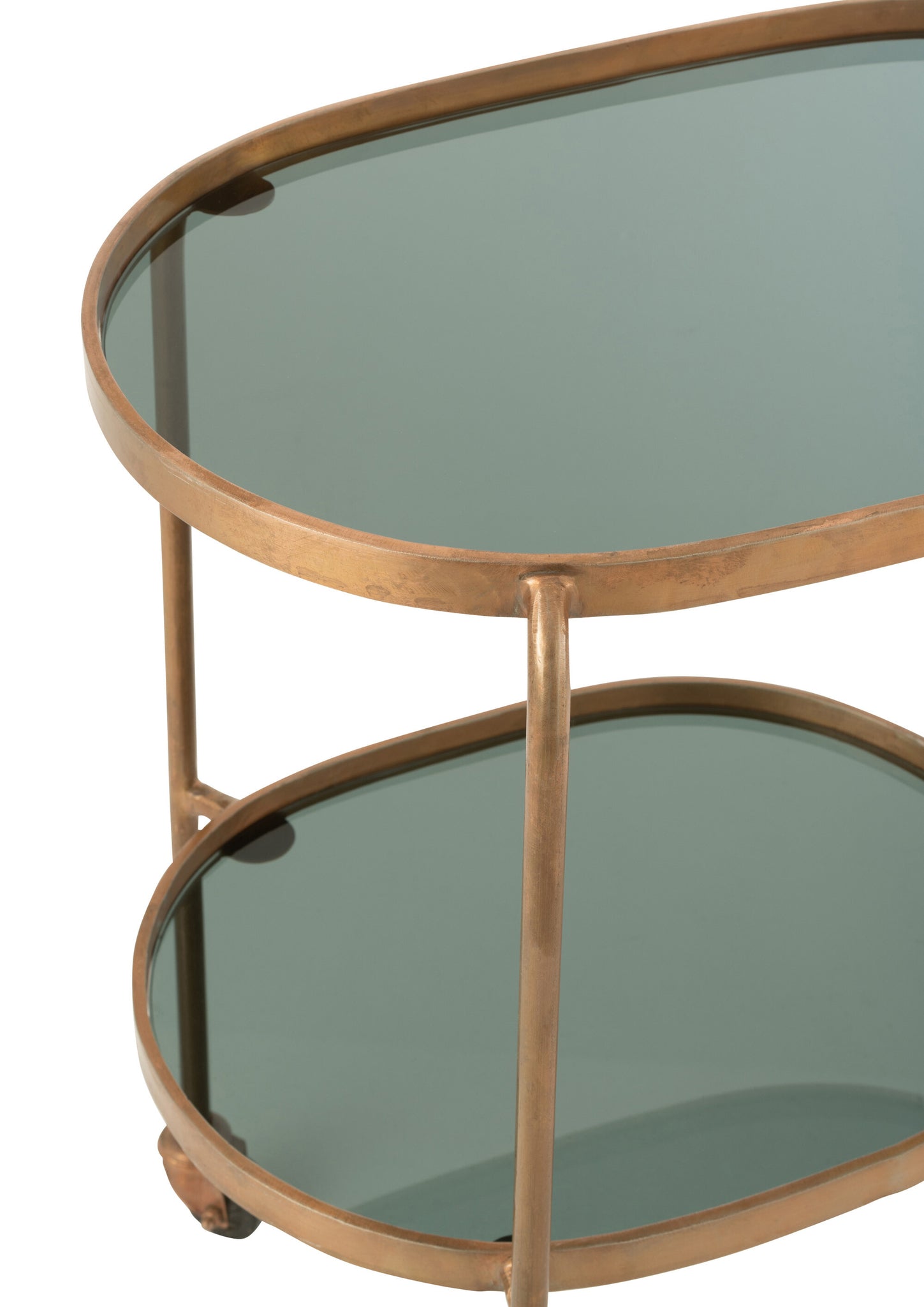 Serveerkar Ovaal 2niv Ijzer/Glas Zwart/Brons J-Line