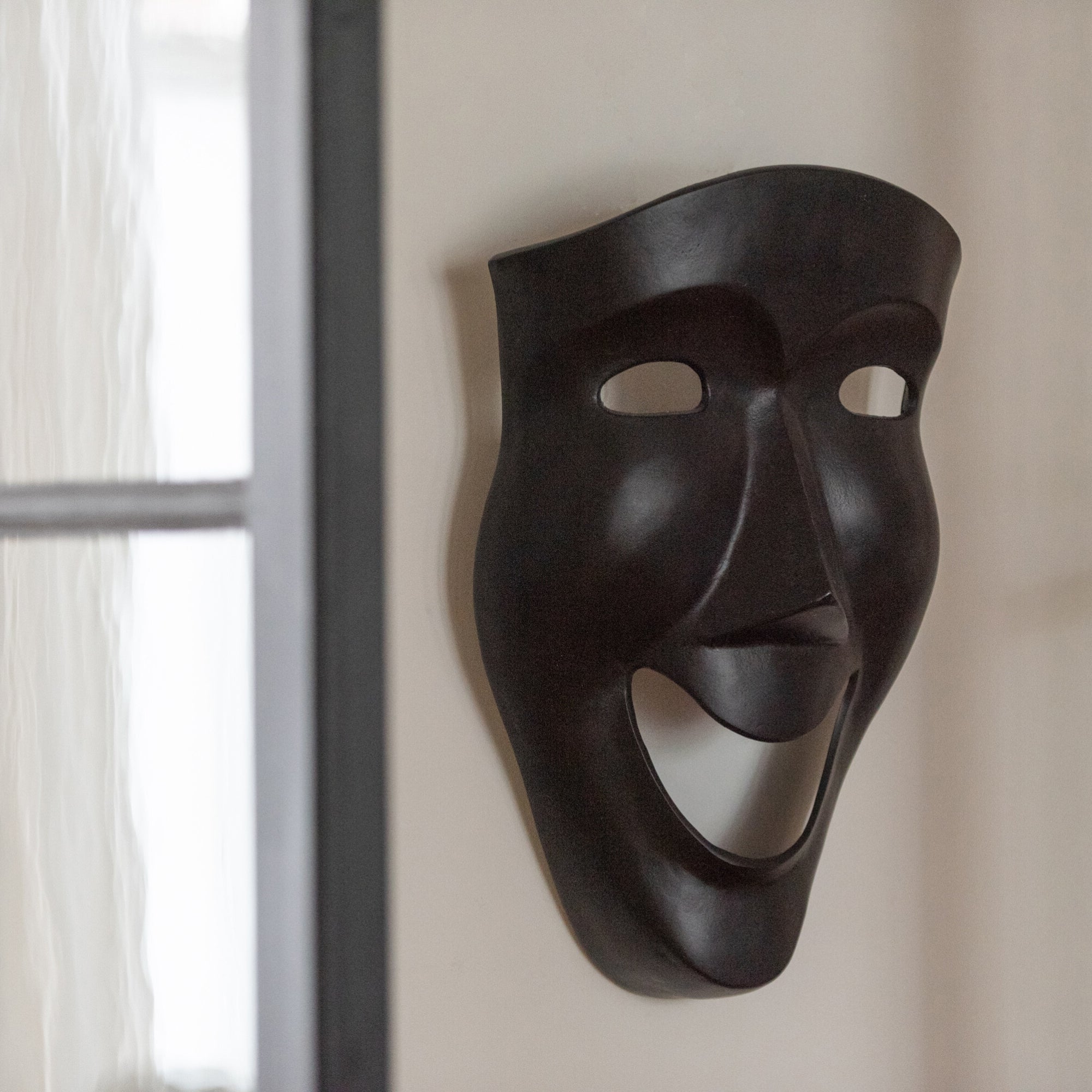 Wanddecoratie Abstract Masker Aluminium Zwart Large J-Line