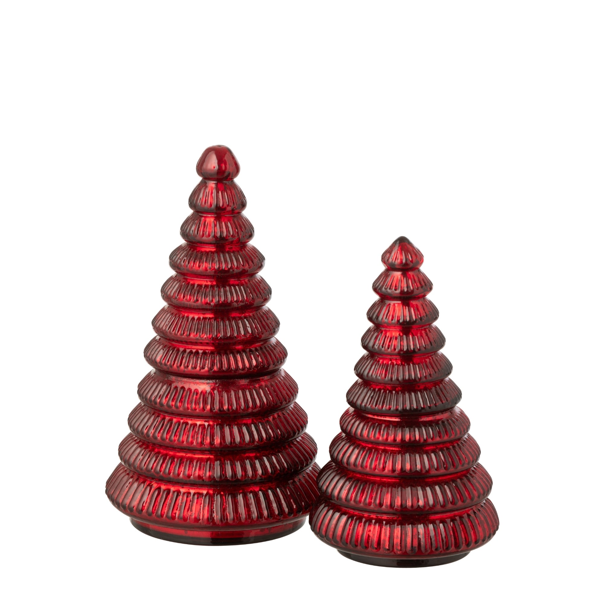 Geurkaars Kerstboom Glas Kerstrood J-Line Set van 2