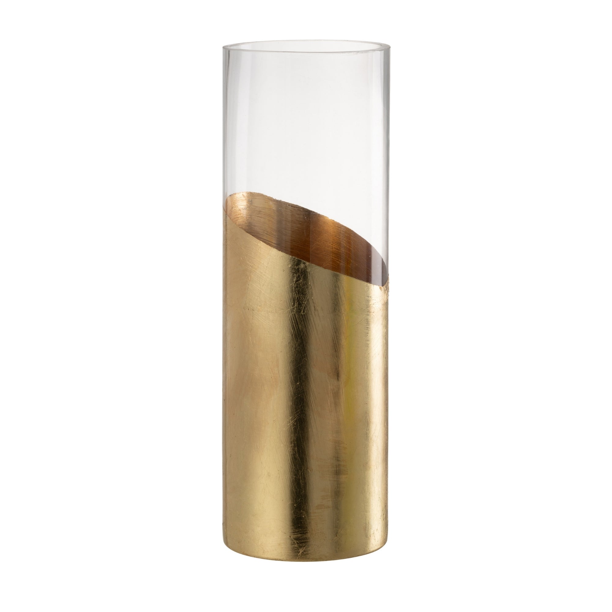 Windlicht Moa Glas Transparant/Goud J-Line set van 3