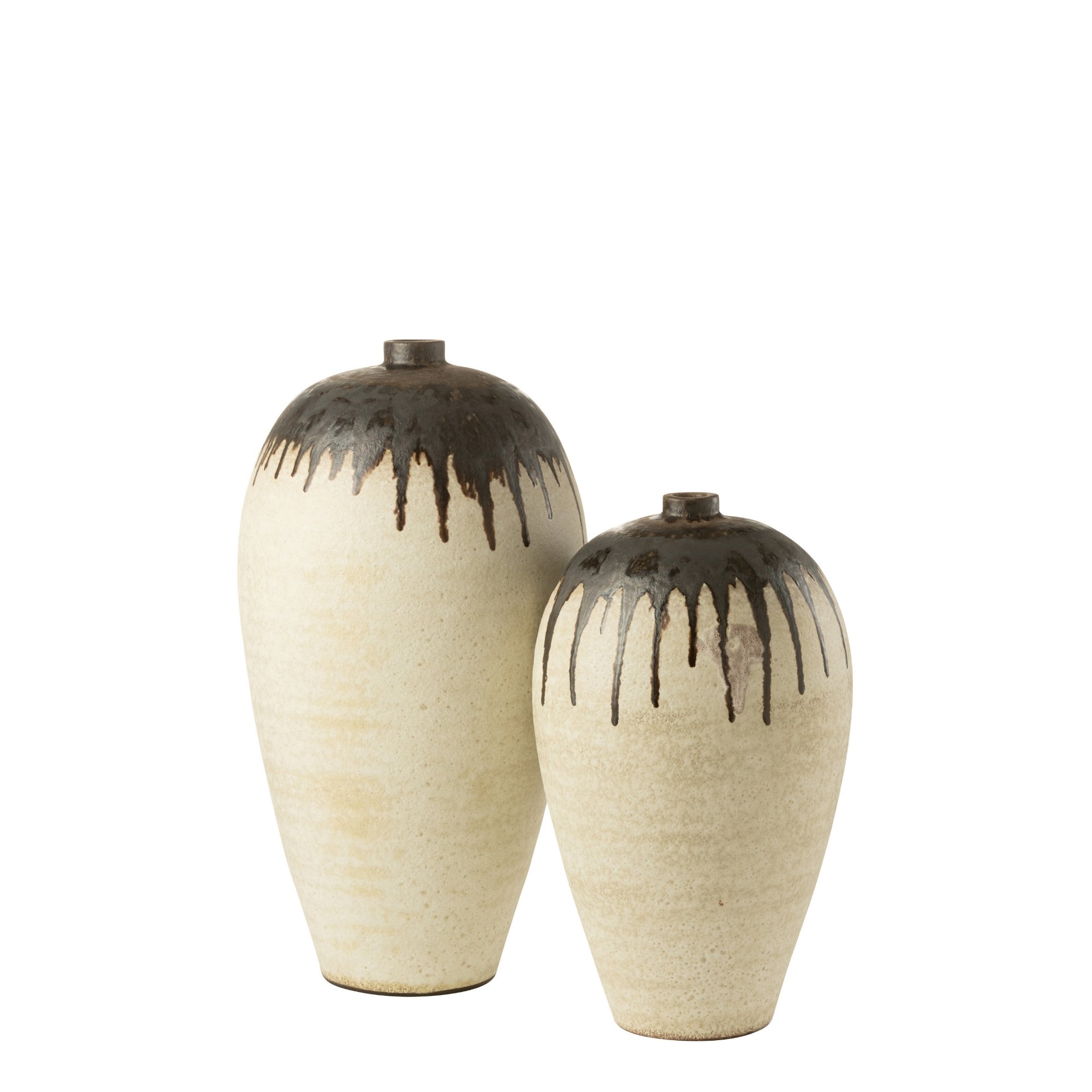 Vaas Lombok Keramiek Beige/Bruin Small Ø36xH56cm J-Line