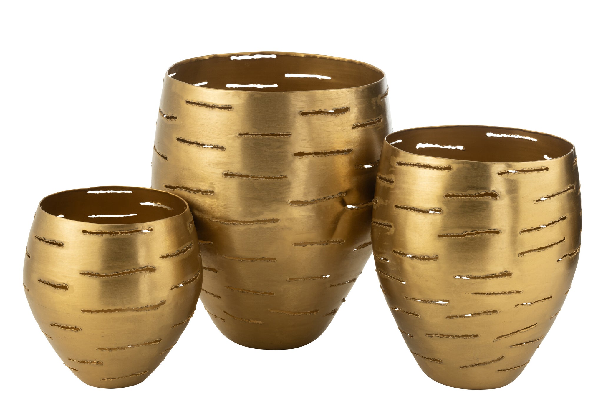 Set Van 3 Windlichten Metaal Goud J-Line