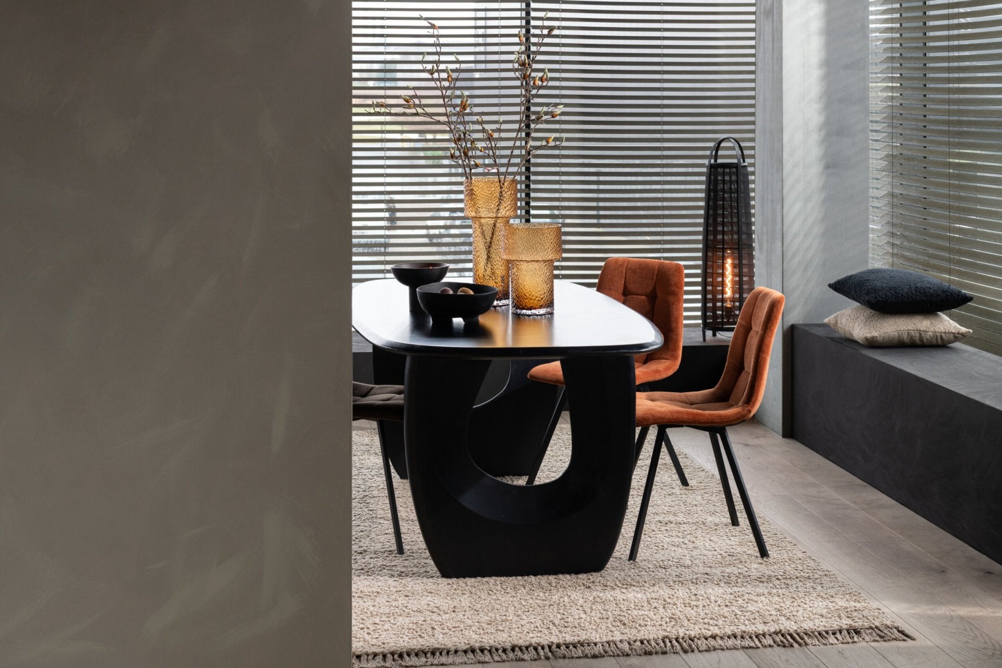 Vloerlamp Don Katoen Bamboe Zwart H 100cm J-Line