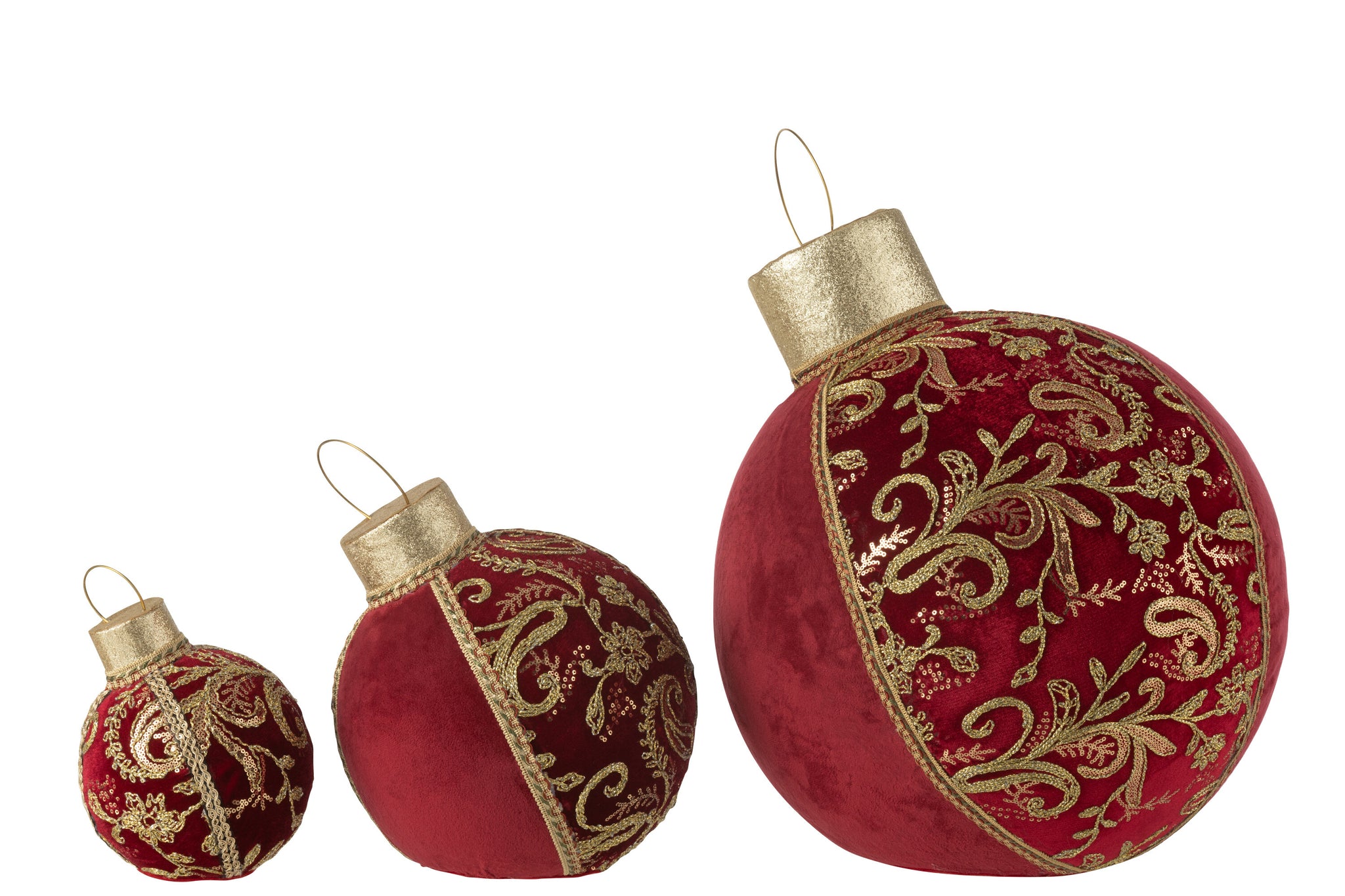 Bal Decoratief Patroon Polyfoam/Textiel Rood/Goud Large J-Line