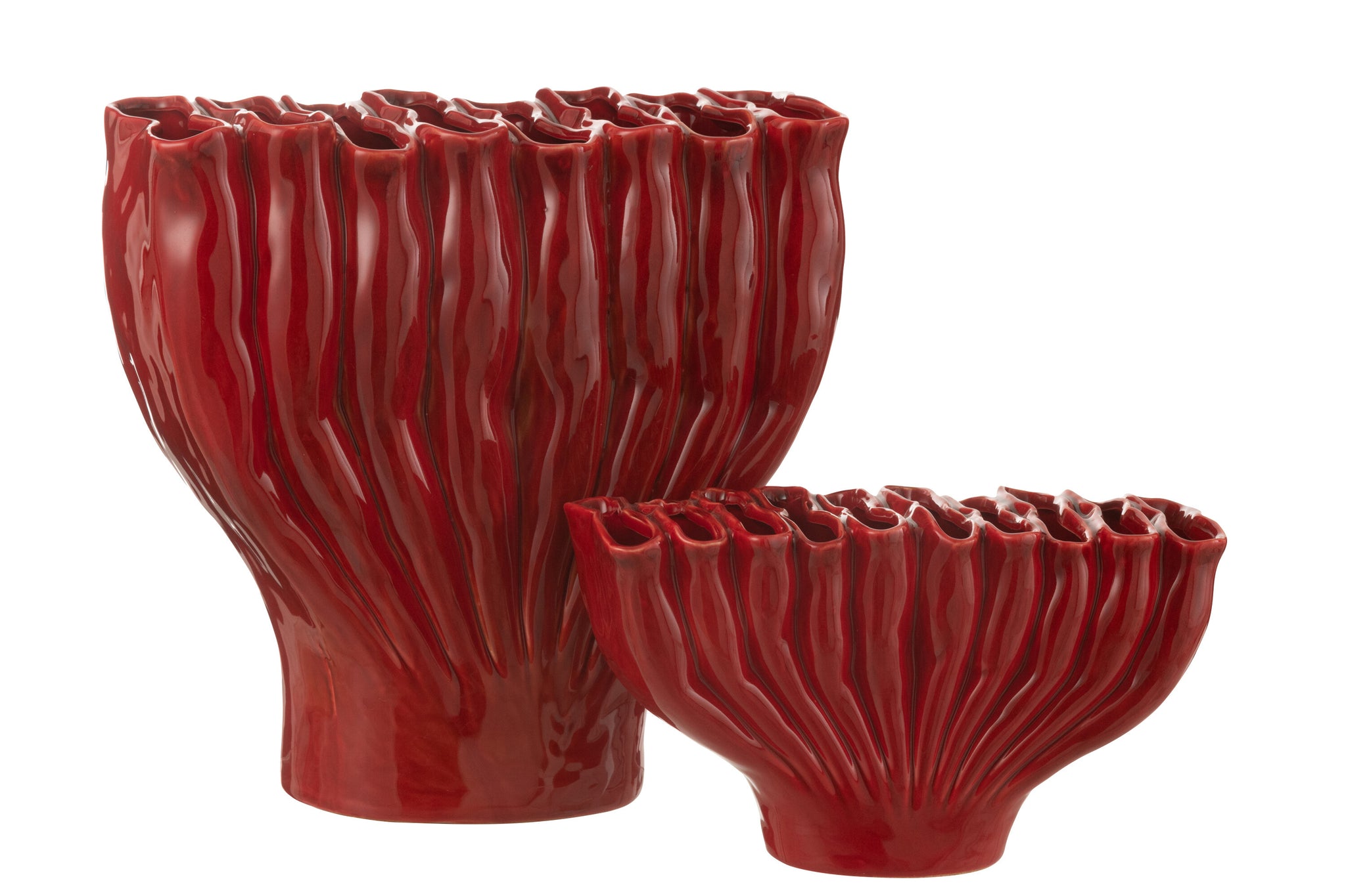 Vaas Multi Wijde Tubes Porselein Rood J-Line