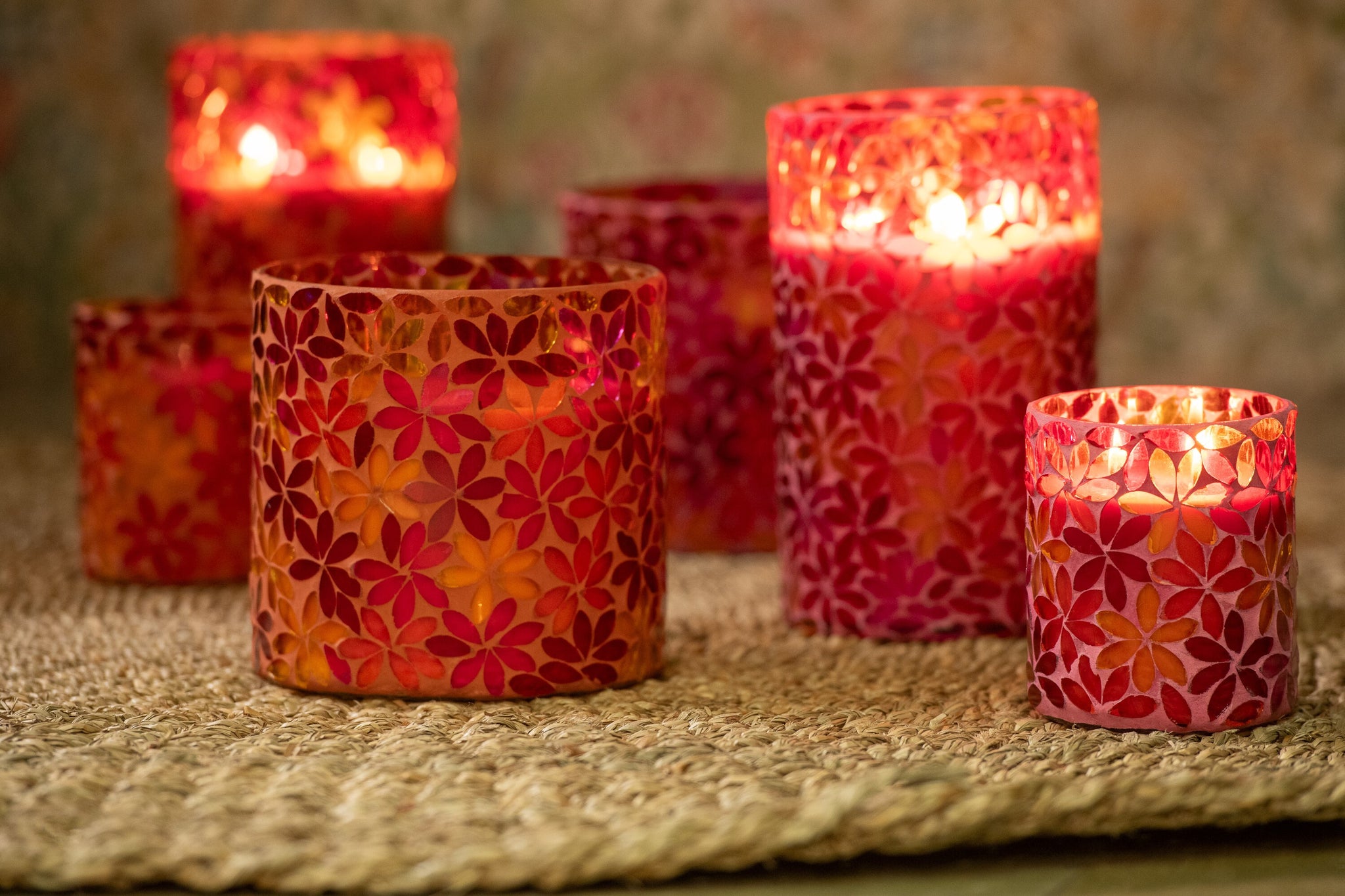 Scented Candle Flower Mosaic Wax Large Set van 2-75Hours