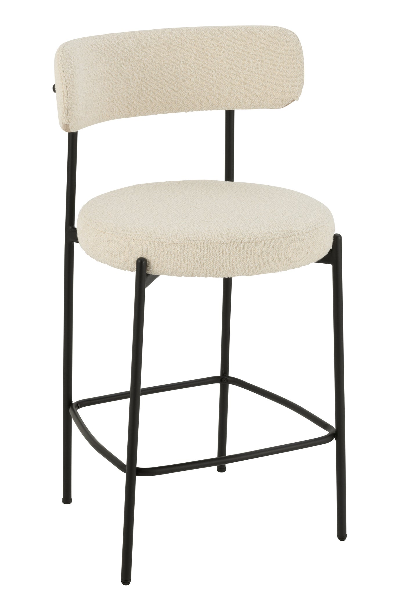 Barstoel Boucle Multiplex/Polyester Wit/Zwart J-Line