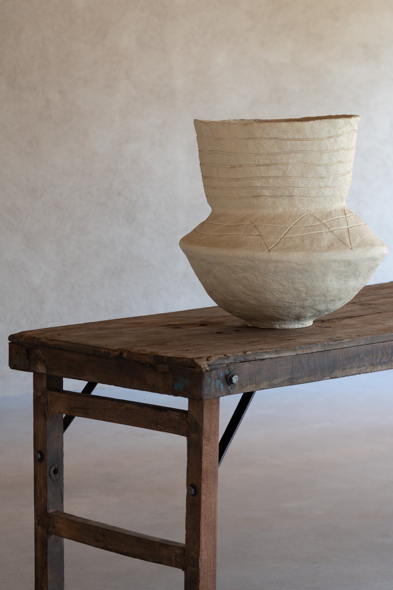 Pot Veda Papier Mache Naturel