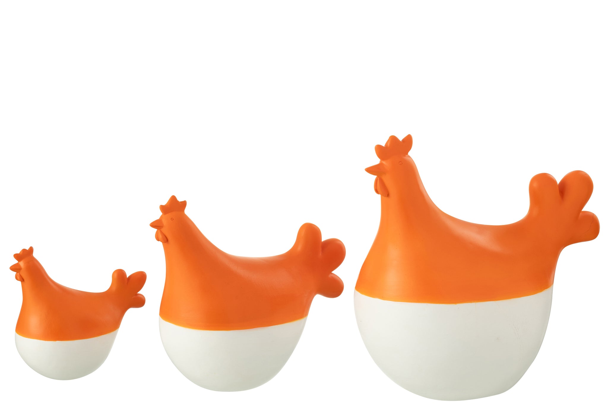 Hanen Polyresin Wit/Oranje Set van 3