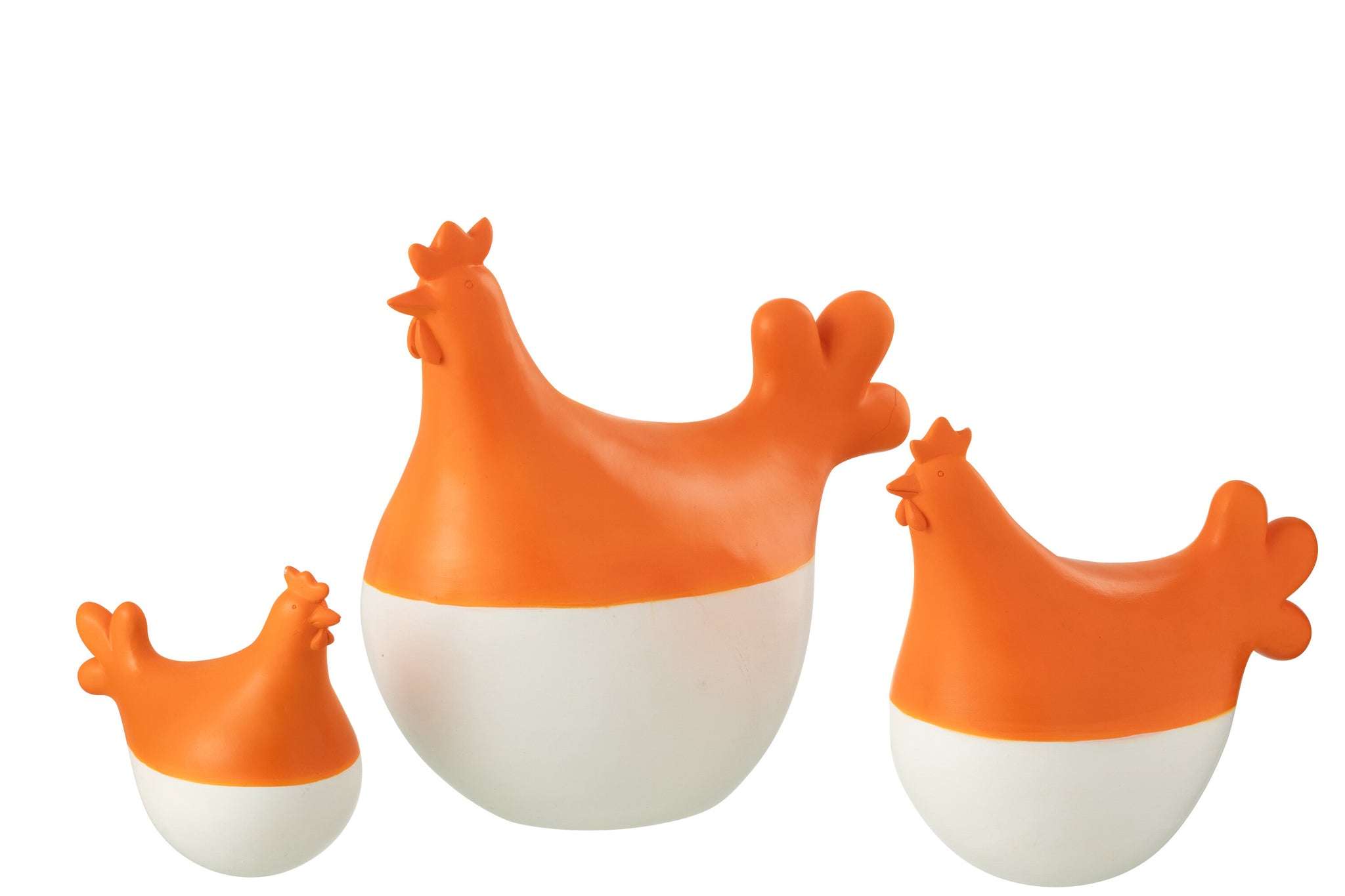 Hanen Polyresin Wit/Oranje Set van 3
