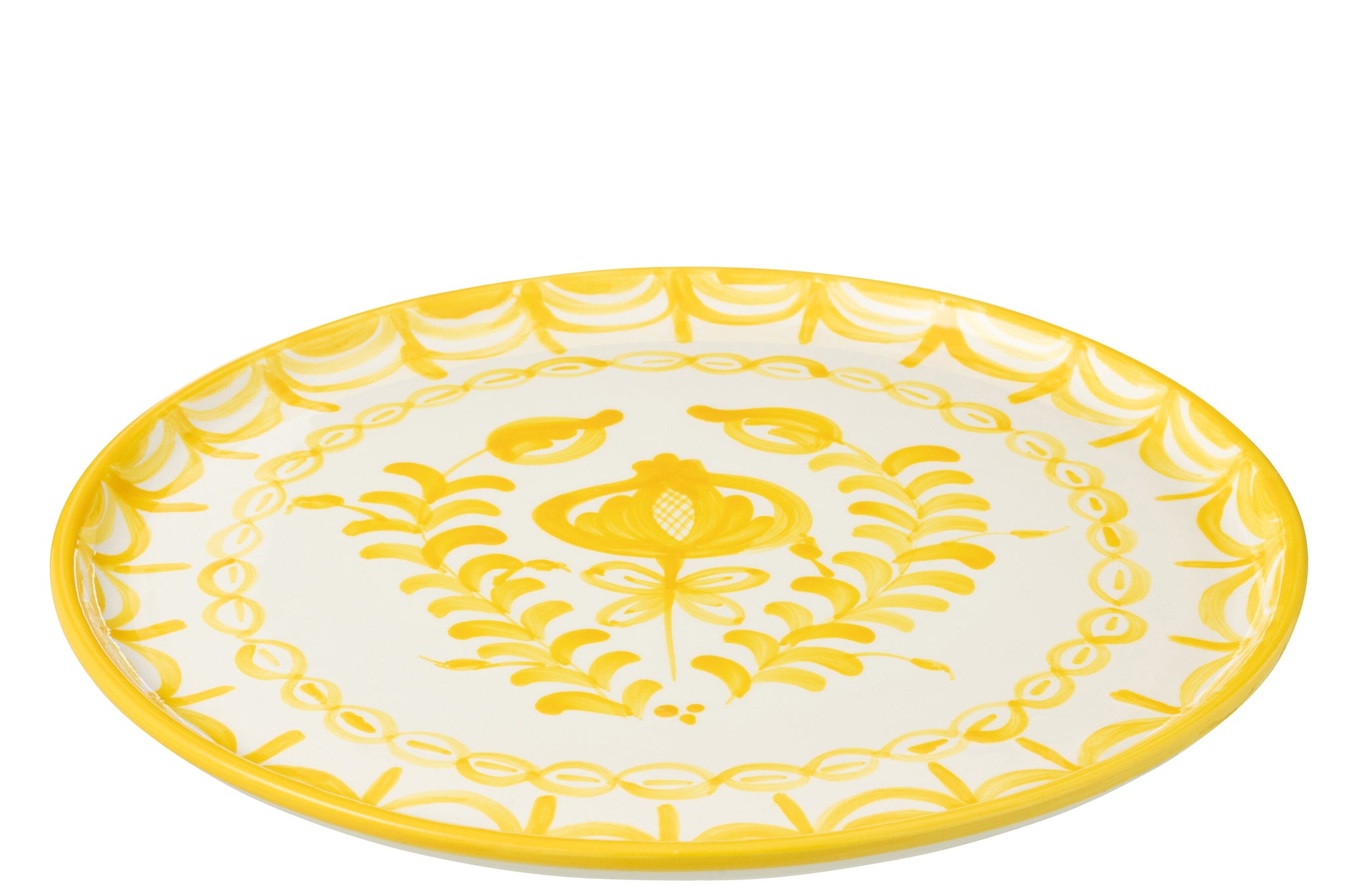 Dinerbord Granada Motief Geel/Wit Keramiek J-Line