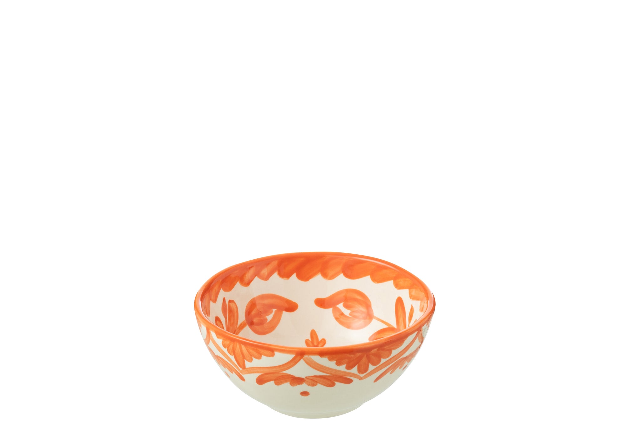 Kleine Hoge Kom Granada Motief Oranje/Wit Keramiek J-Line