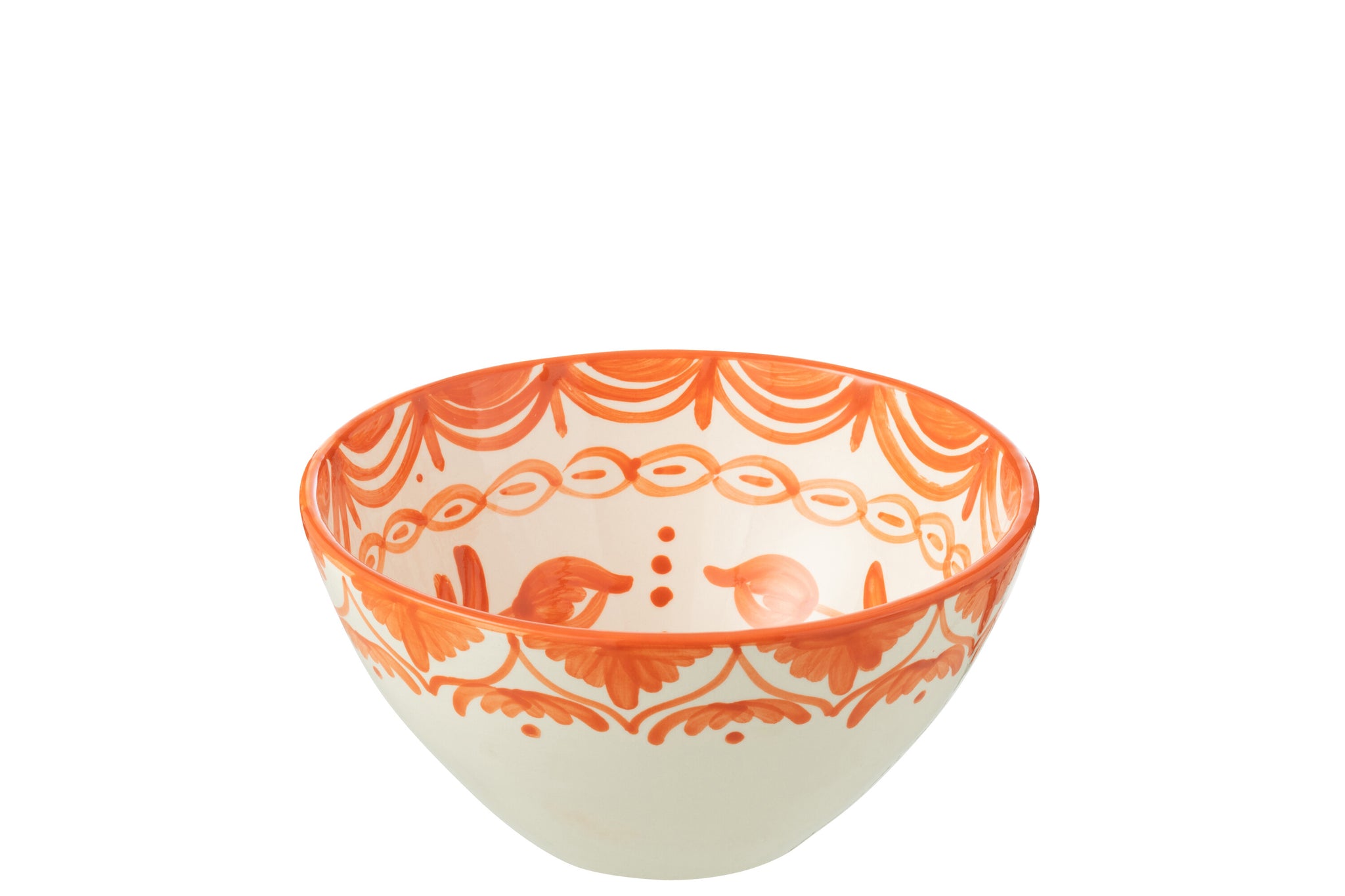 Medium Hoge Kom Granada Motief Oranje/Wit Keramiek J-Line