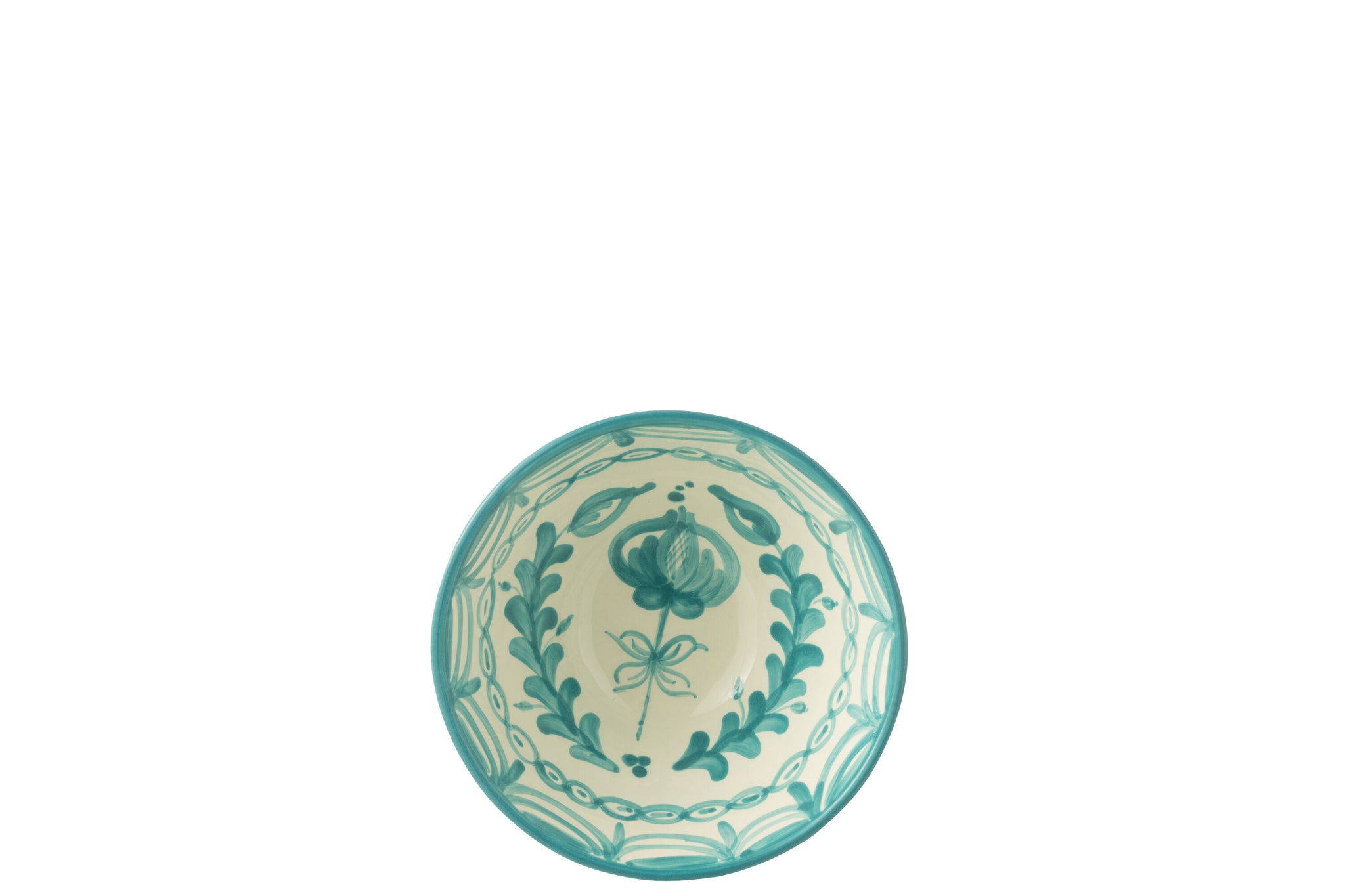 Medium Hoge Kom Granada Motief Aqua/Wit Keramiek J-Line