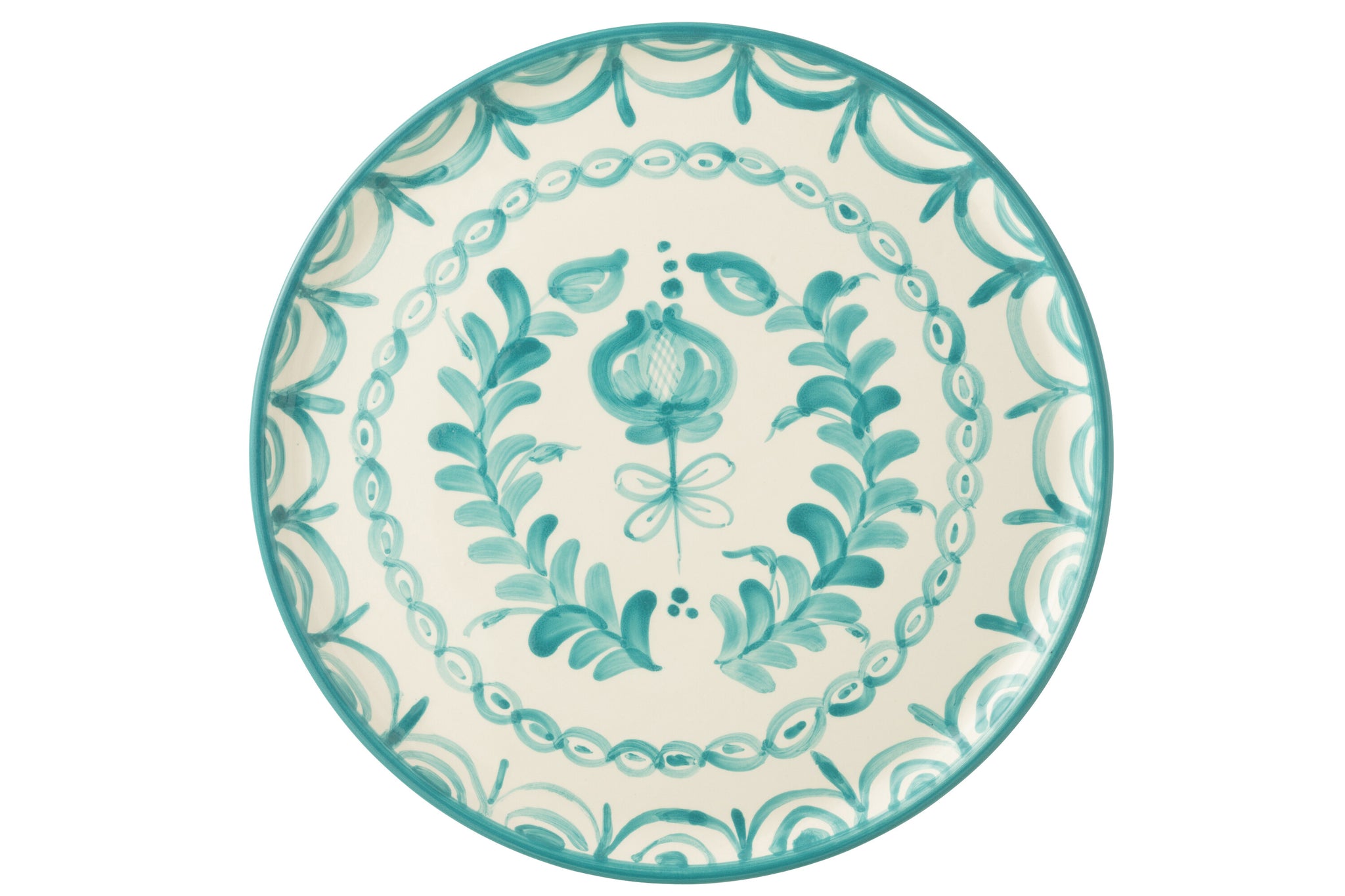 Dinerbord Granada Motief Aqua/Wit Keramiek J-Line