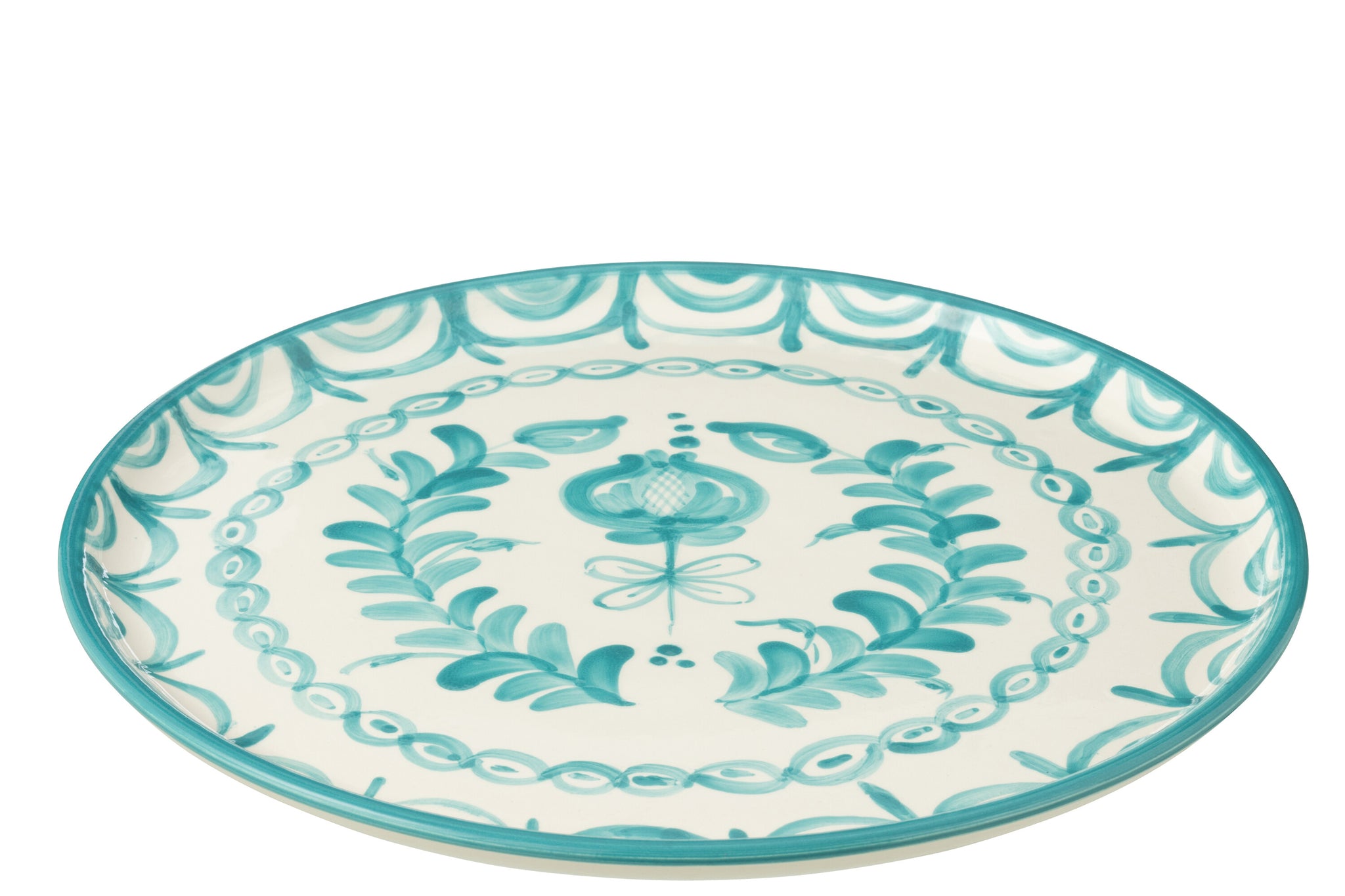 Dinerbord Granada Motief Aqua/Wit Keramiek J-Line
