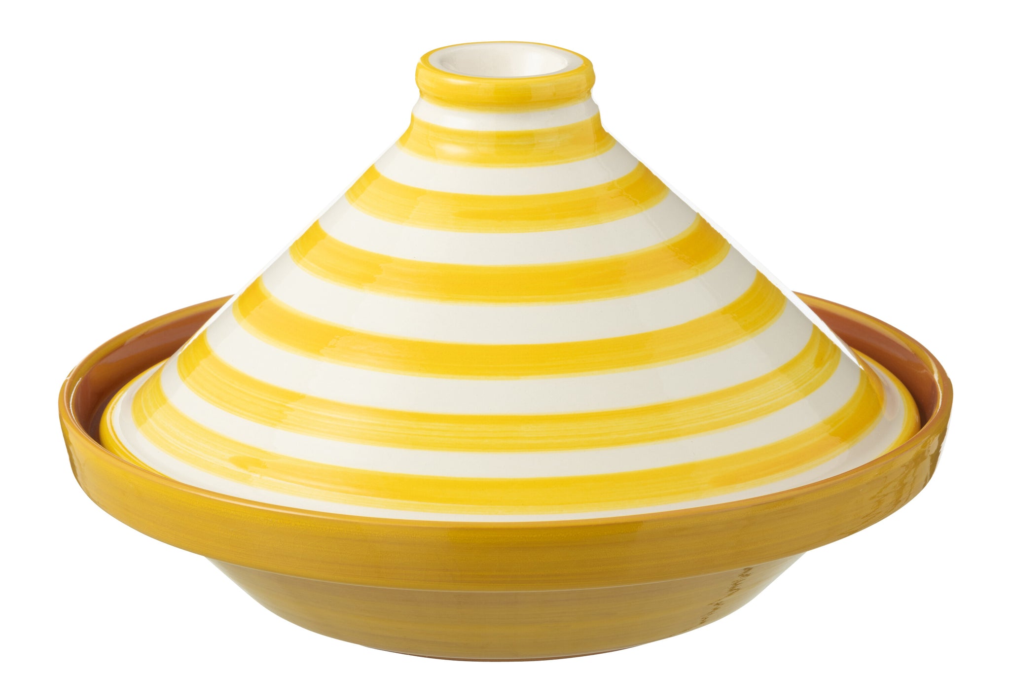 Tagine Granada Strepen Geel/Wit Keramiek J-Line