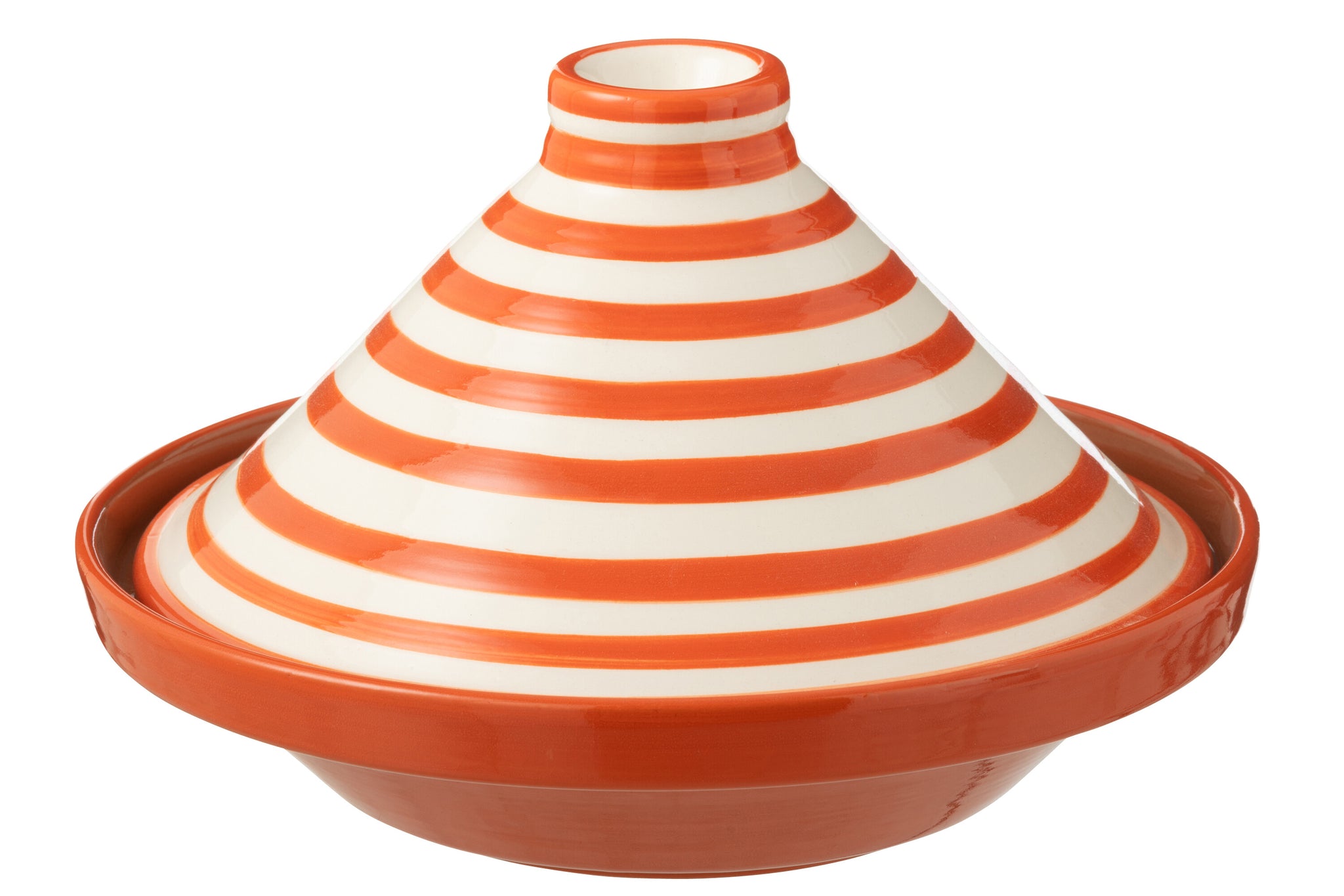 Tagine Granada Strepen Oranje/Wit Keramiek J-Line