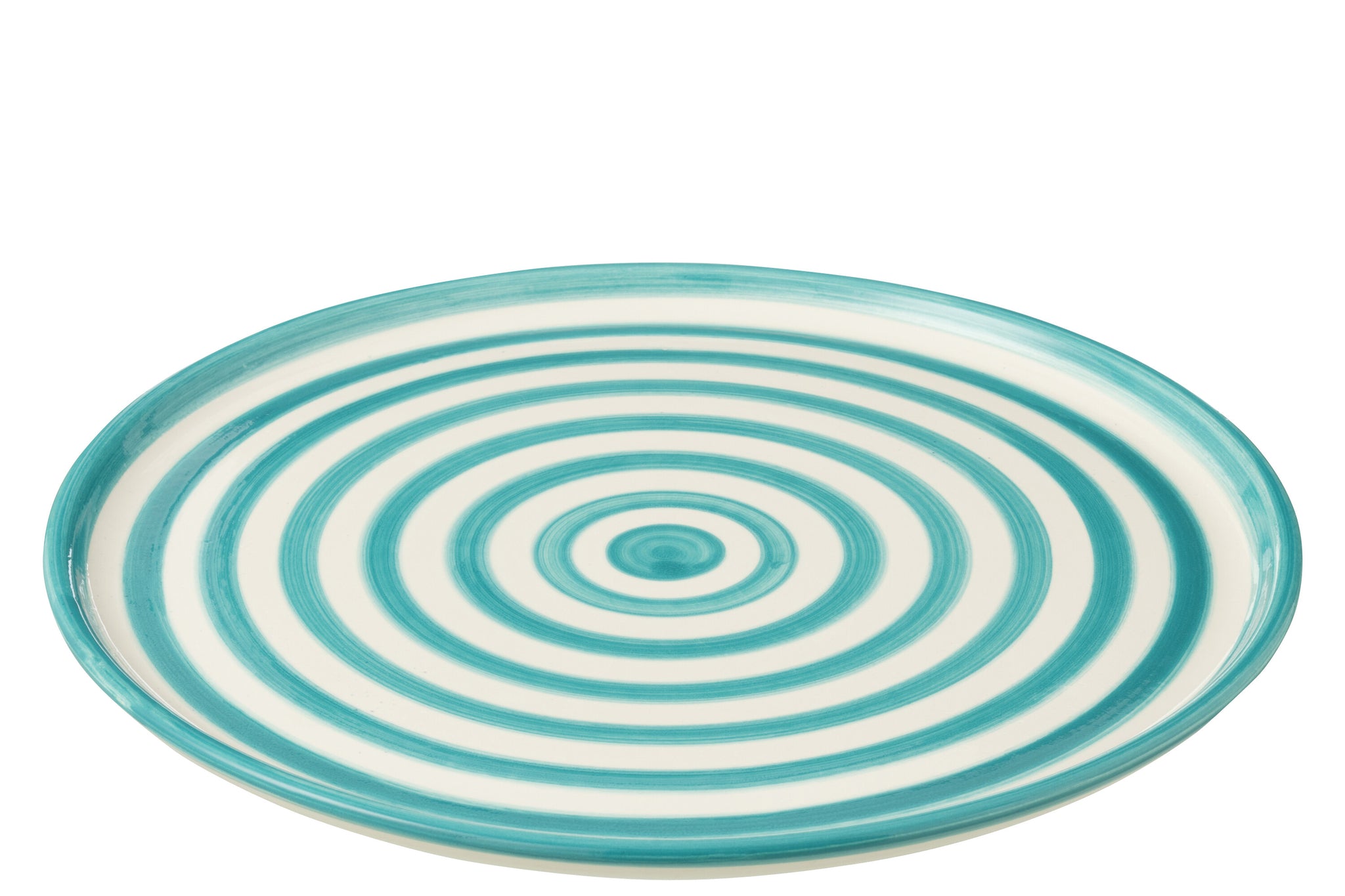 Dinerbord Granada Strepen Aqua/Wit Keramiek J-Line