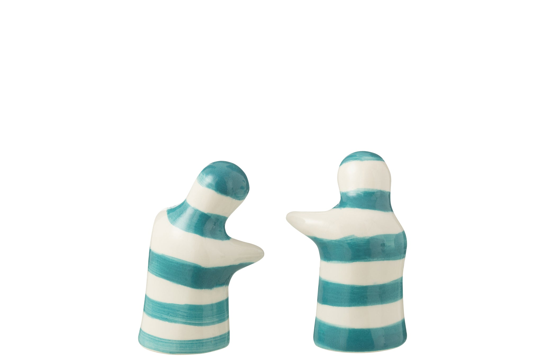 Peper & Zout Stelletje Granada Strepen Aqua/Wit Keramiek J-Line