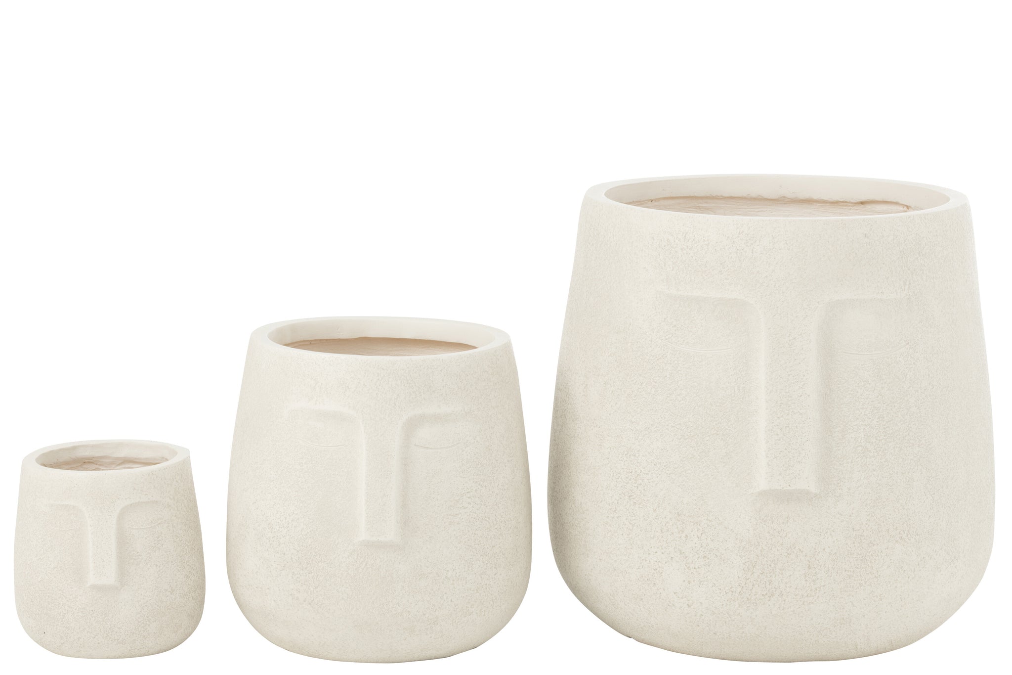 Bloempotten Moai Klei Wit Set van 3