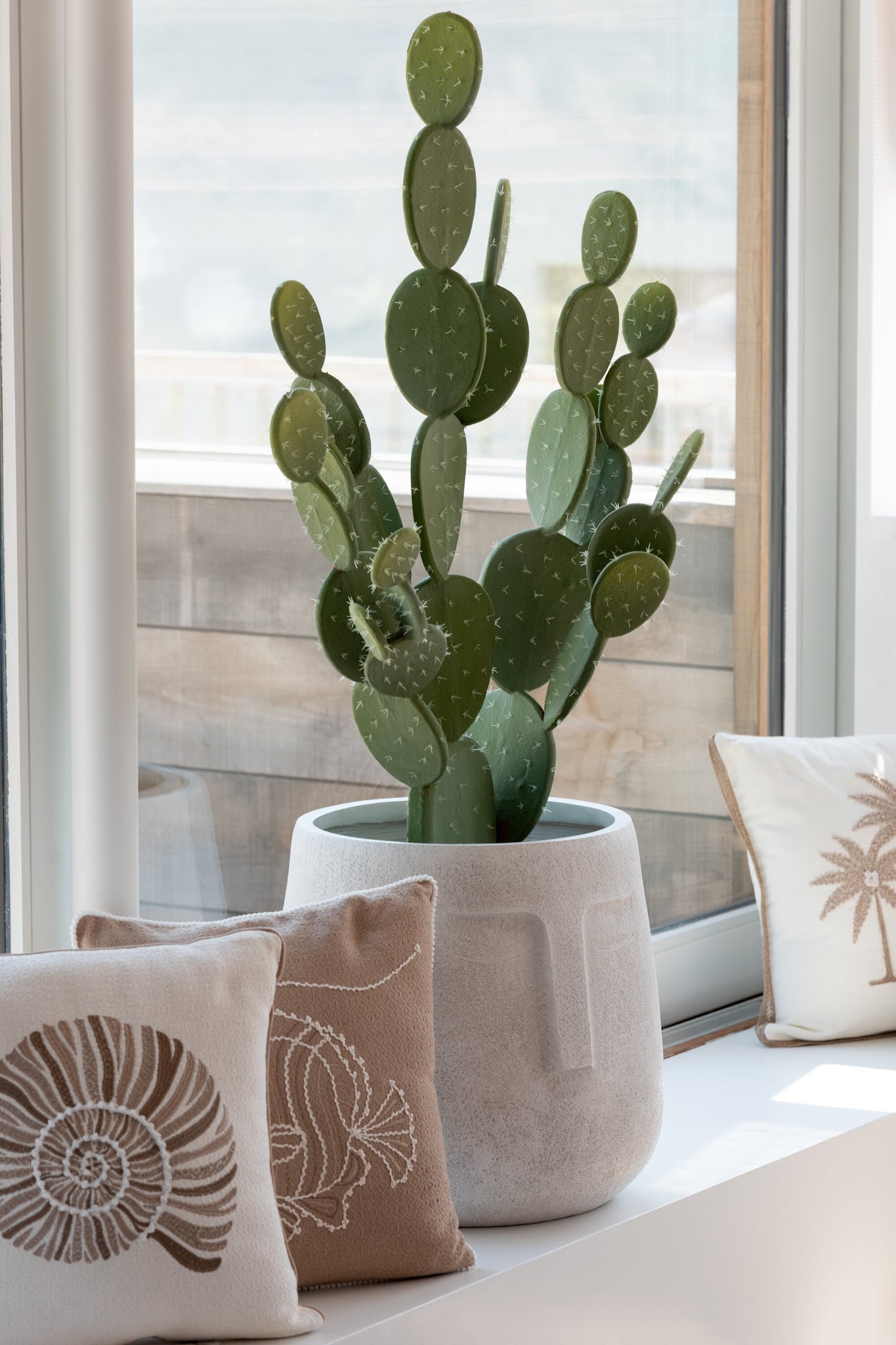 Bloempotten Moai Klei Wit Set van 3
