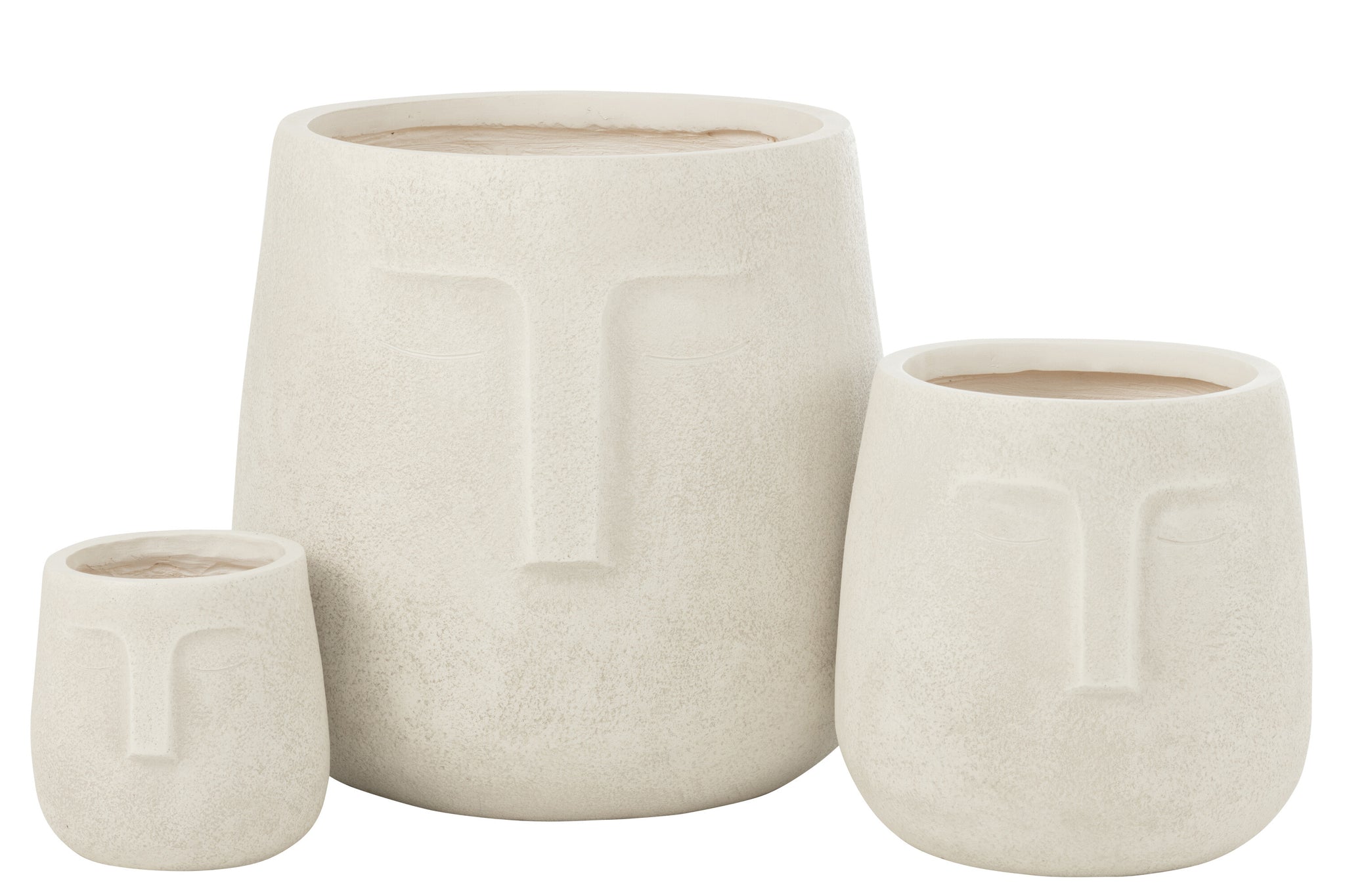 Bloempotten Moai Klei Wit Set van 3