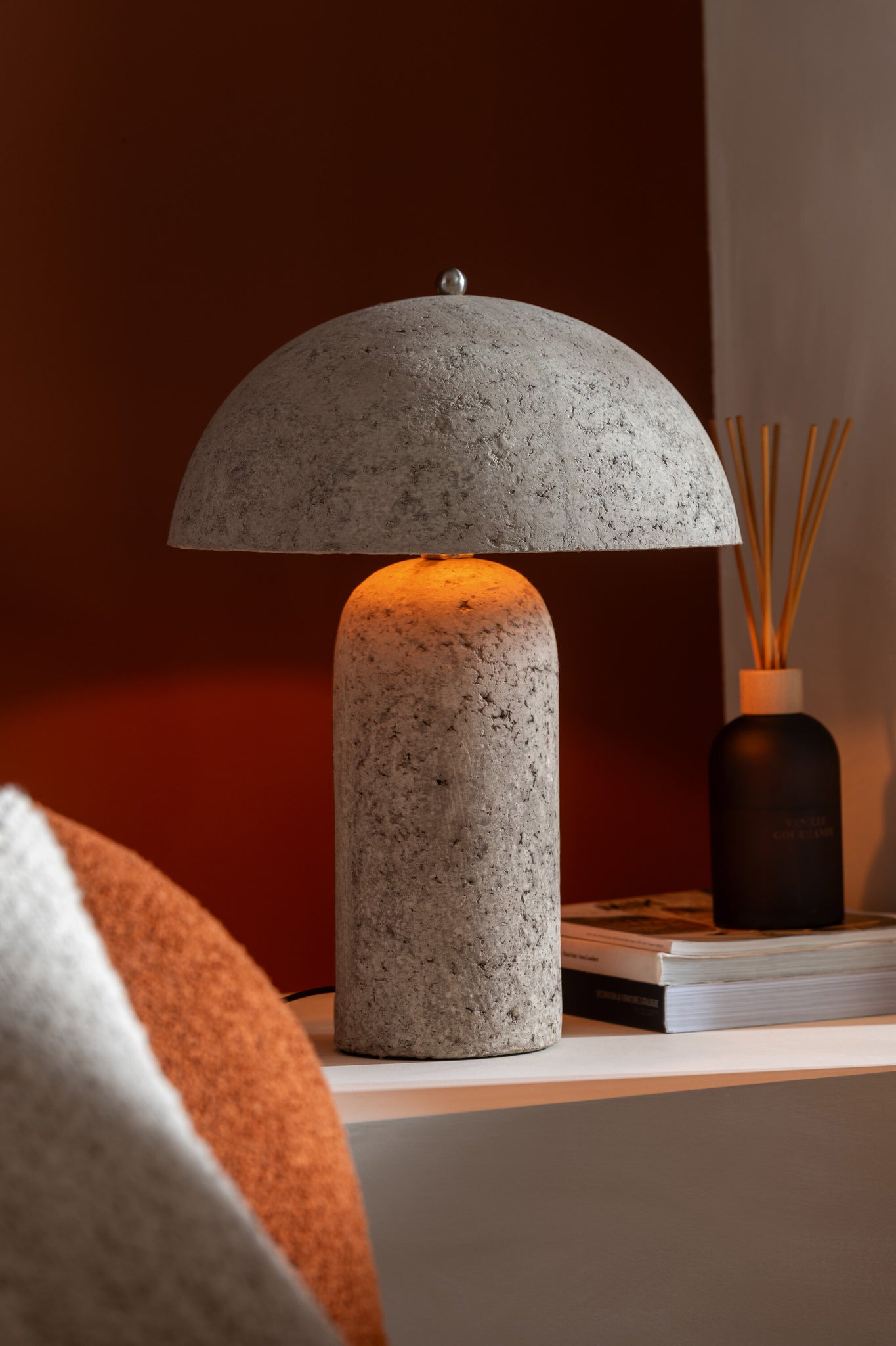 Tafellamp Paddenstoel Papier Mache Beige J-Line