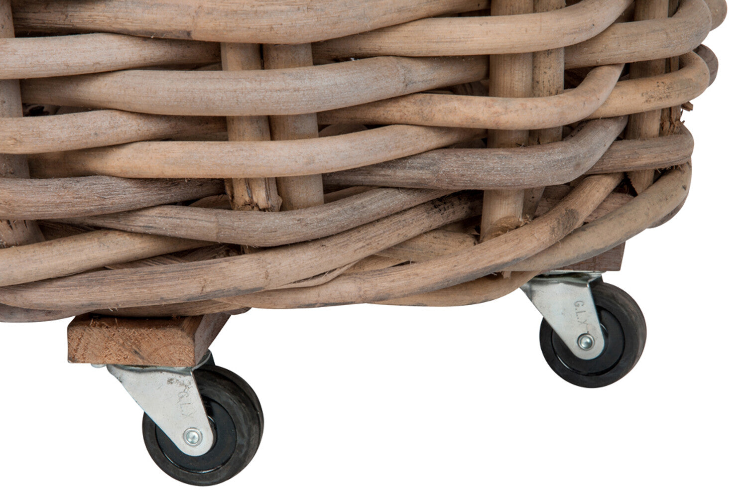 Mand Rond + Handvat Riet Naturel Set van 2 75X60Cm J-Line