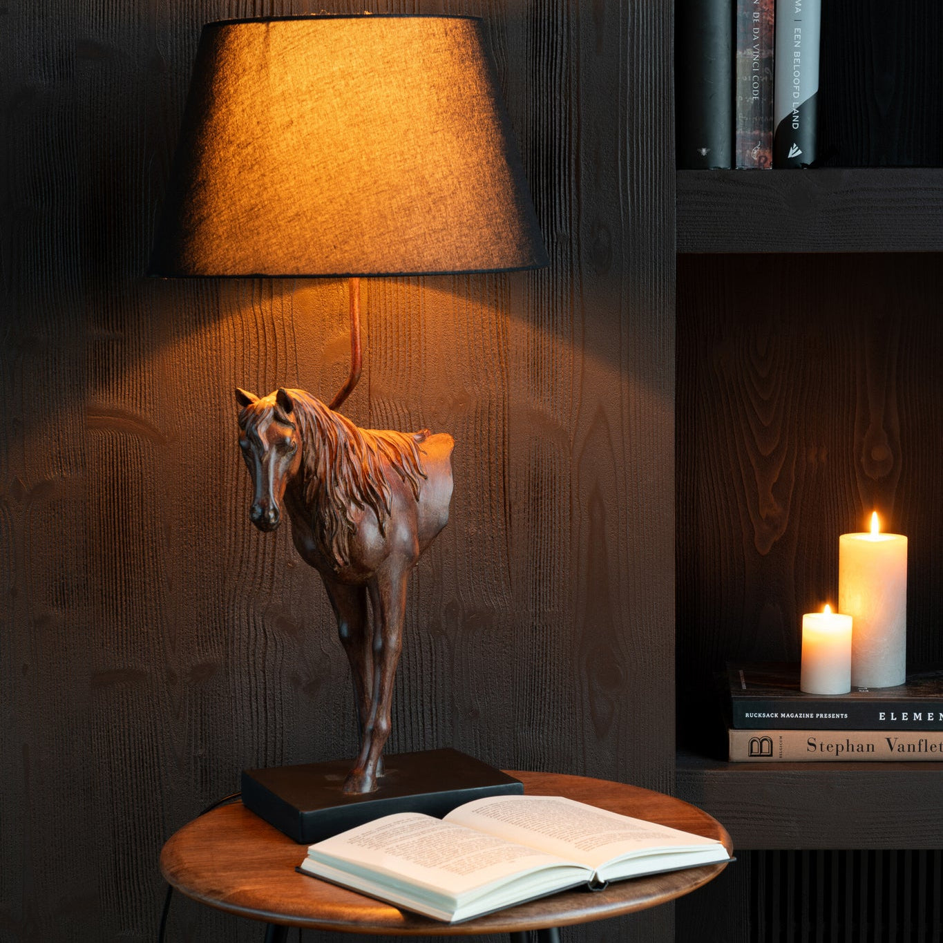 Tafellamp Paardenvoorkant Polyresin Donkerbruin J-Line