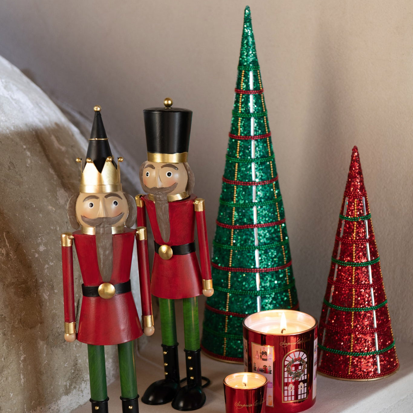 Kegel Ijzer/Kralen Smaragdgroen Set van 2 J-Line