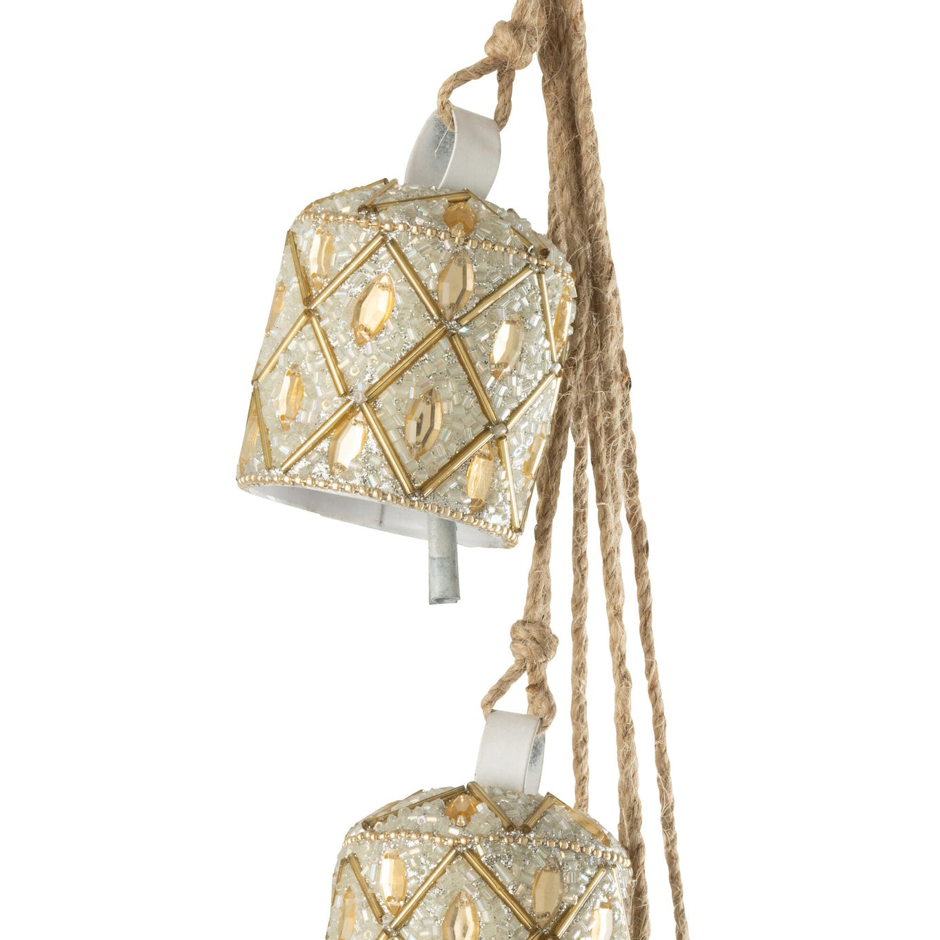 Hanger 7 Bellen Ijzer/Kralen Wit/Goudkleurig J-Line