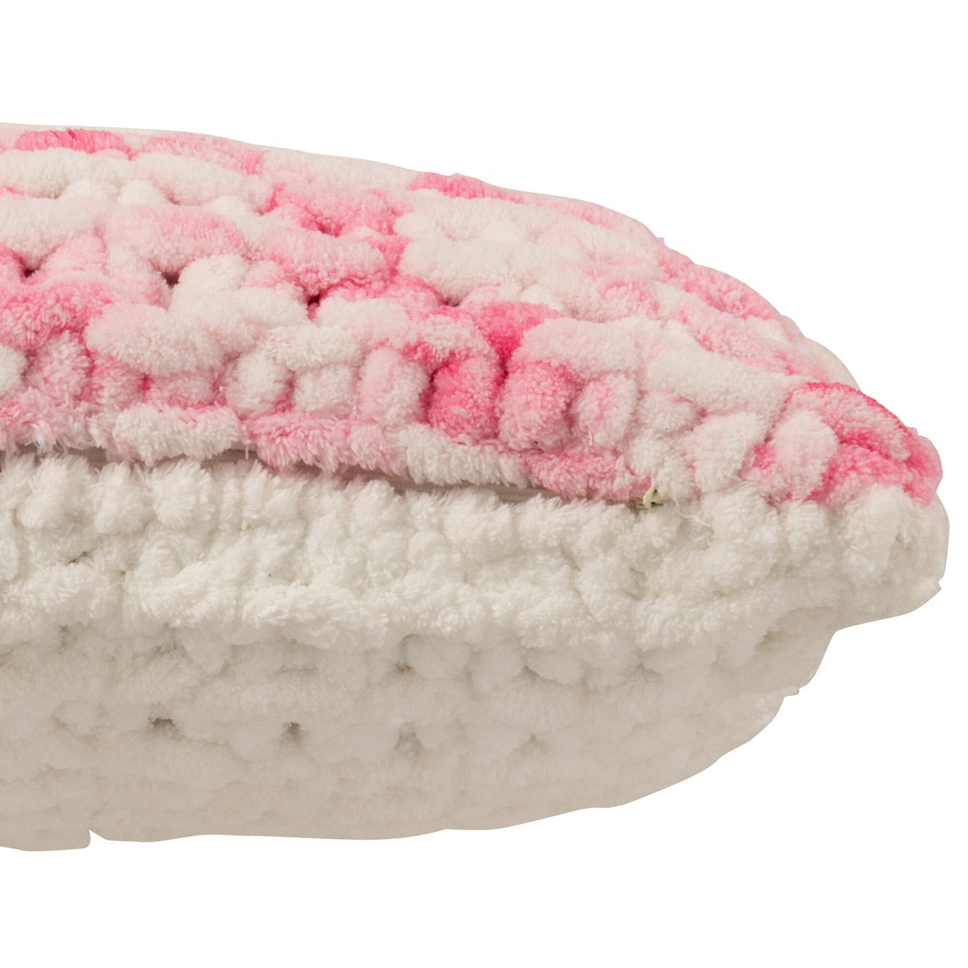 Kussen Gebreeën Polyester Roze/Wit J-Line