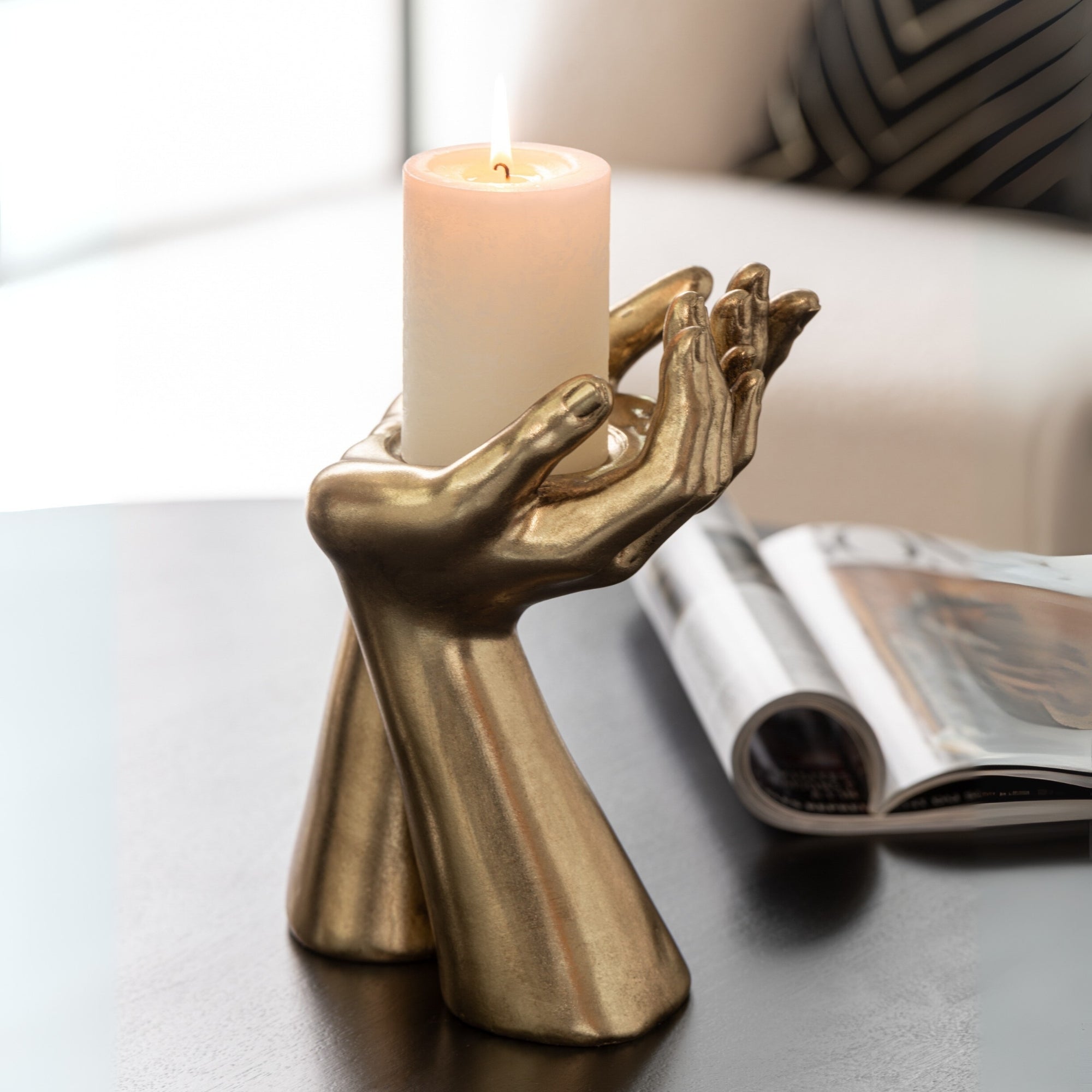 Kandelaar Handen Resine Goud J-Line