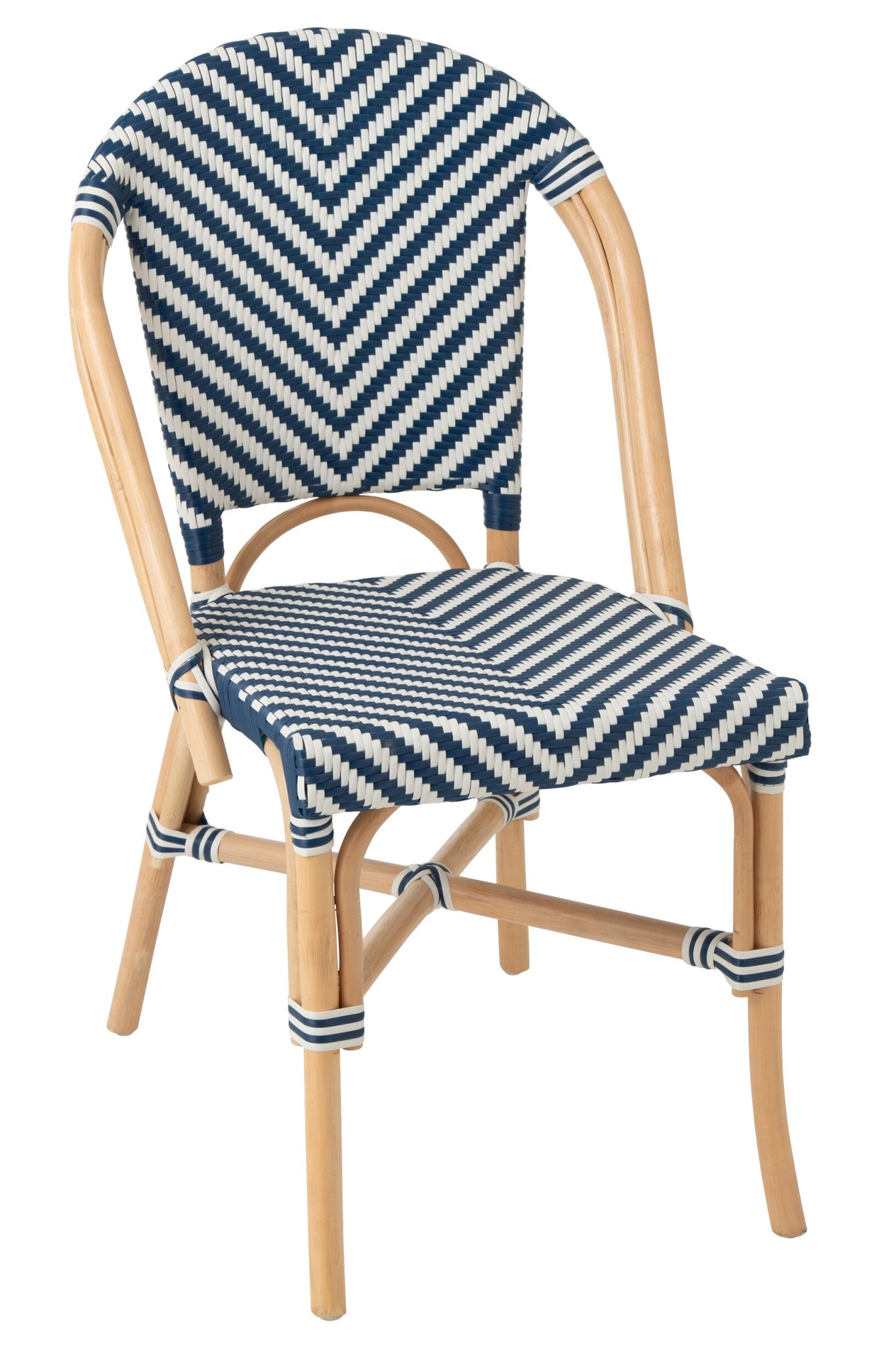 Outdoor Stoel Geo Rond Rotan Blauw/Wit J-Line