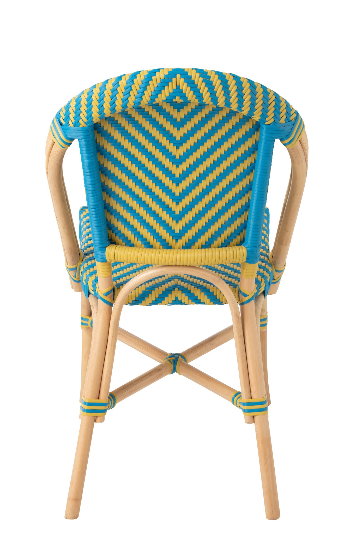 Outdoor Stoel Geo Rond Rotan Geel/Azuurblauw J-Line