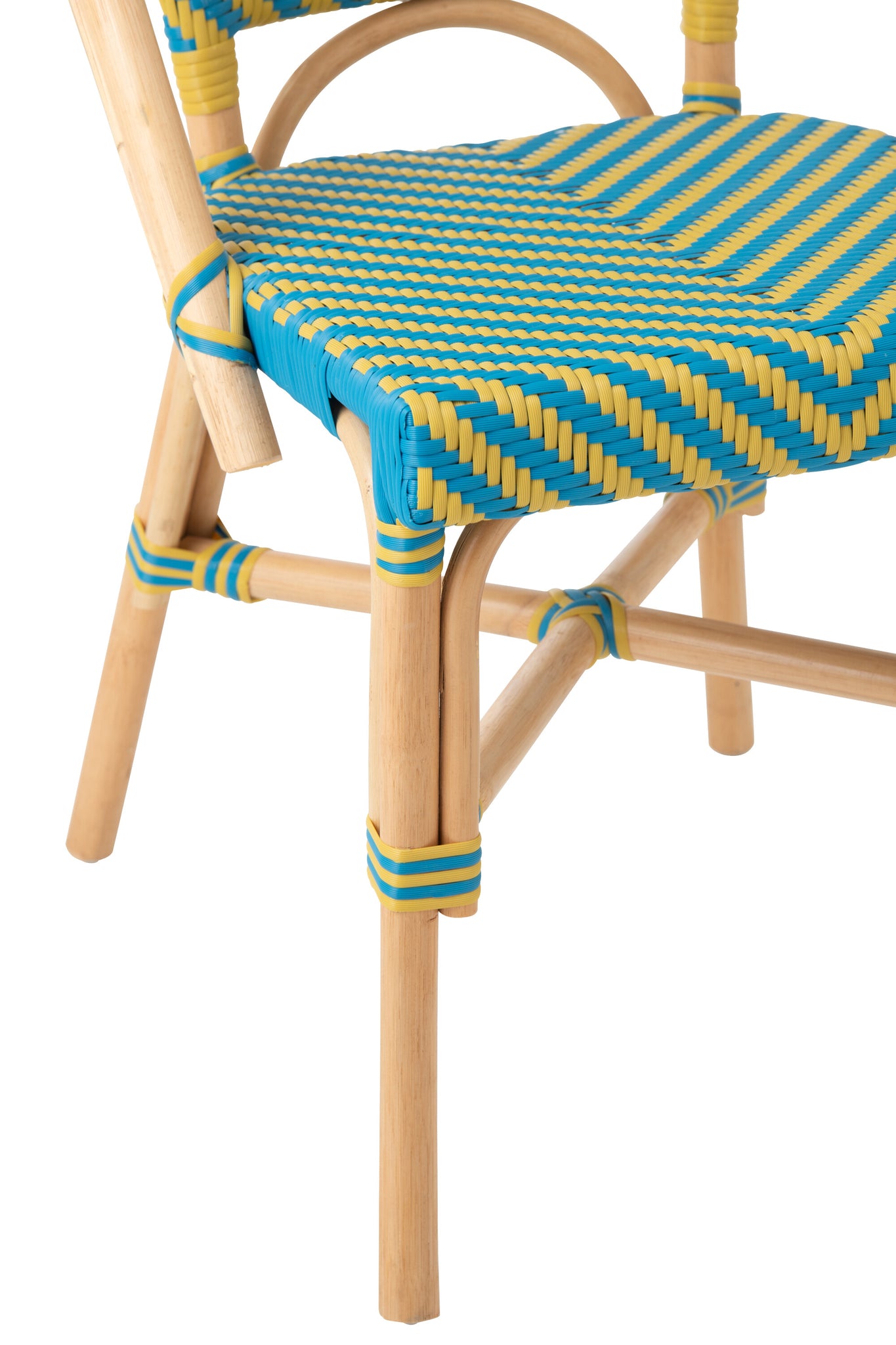 Outdoor Stoel Geo Rond Rotan Geel/Azuurblauw J-Line