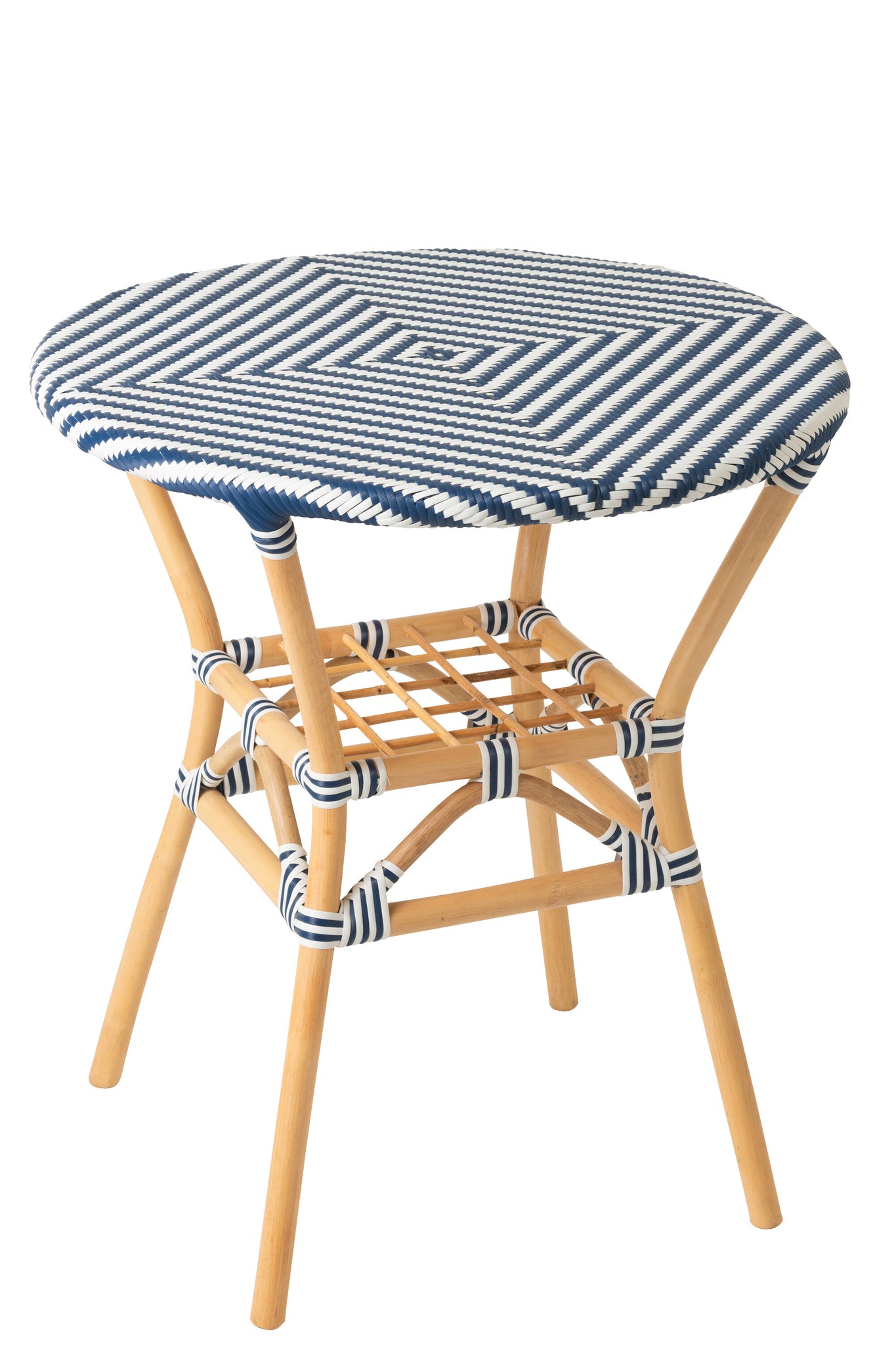 Outdoor Eettafel Geo Rond Rotan Blauw/Wit J-Line