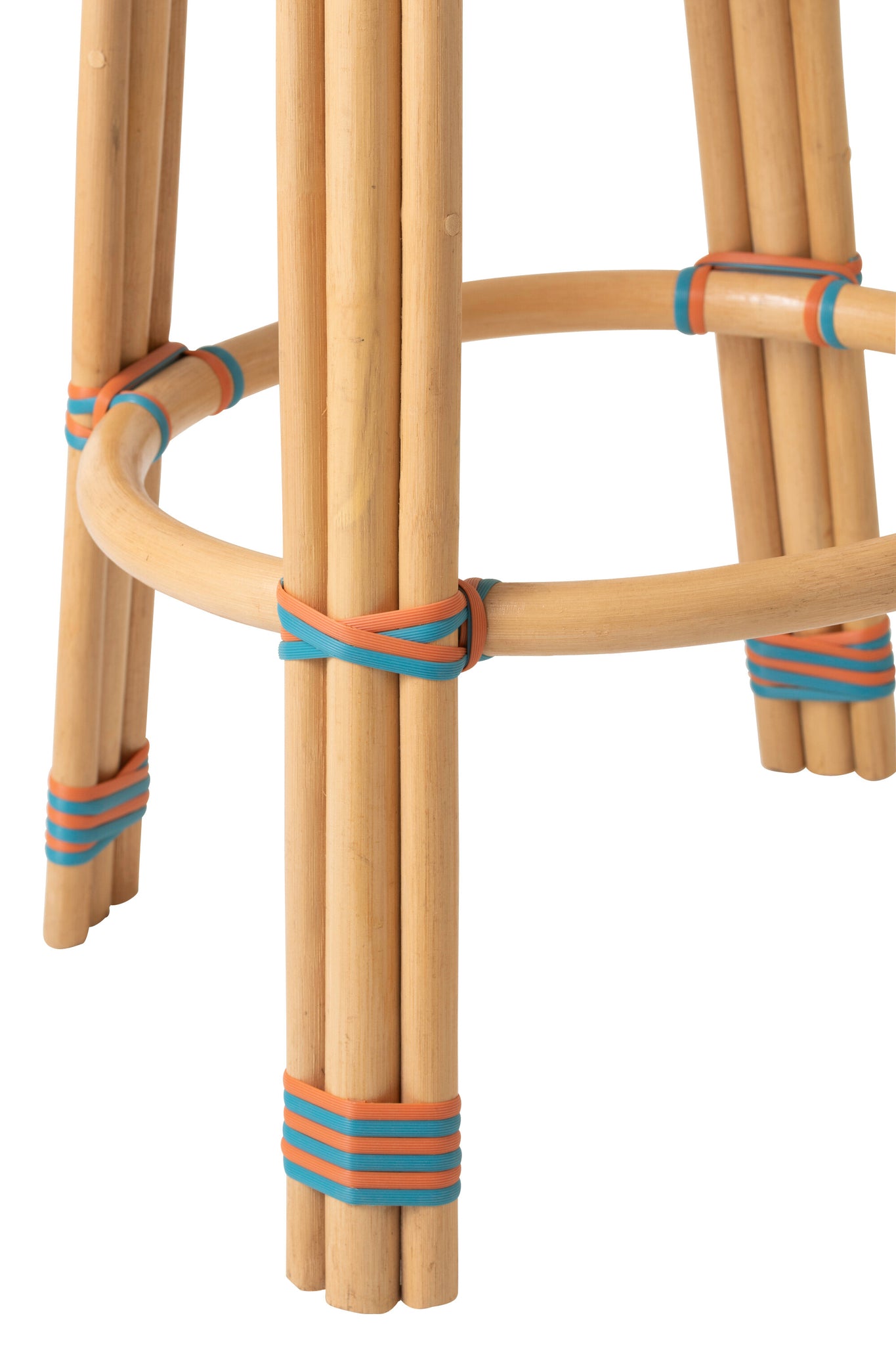 Outdoor Barkruk Geo Rond Rotan Oranje/Turquoise J-Line