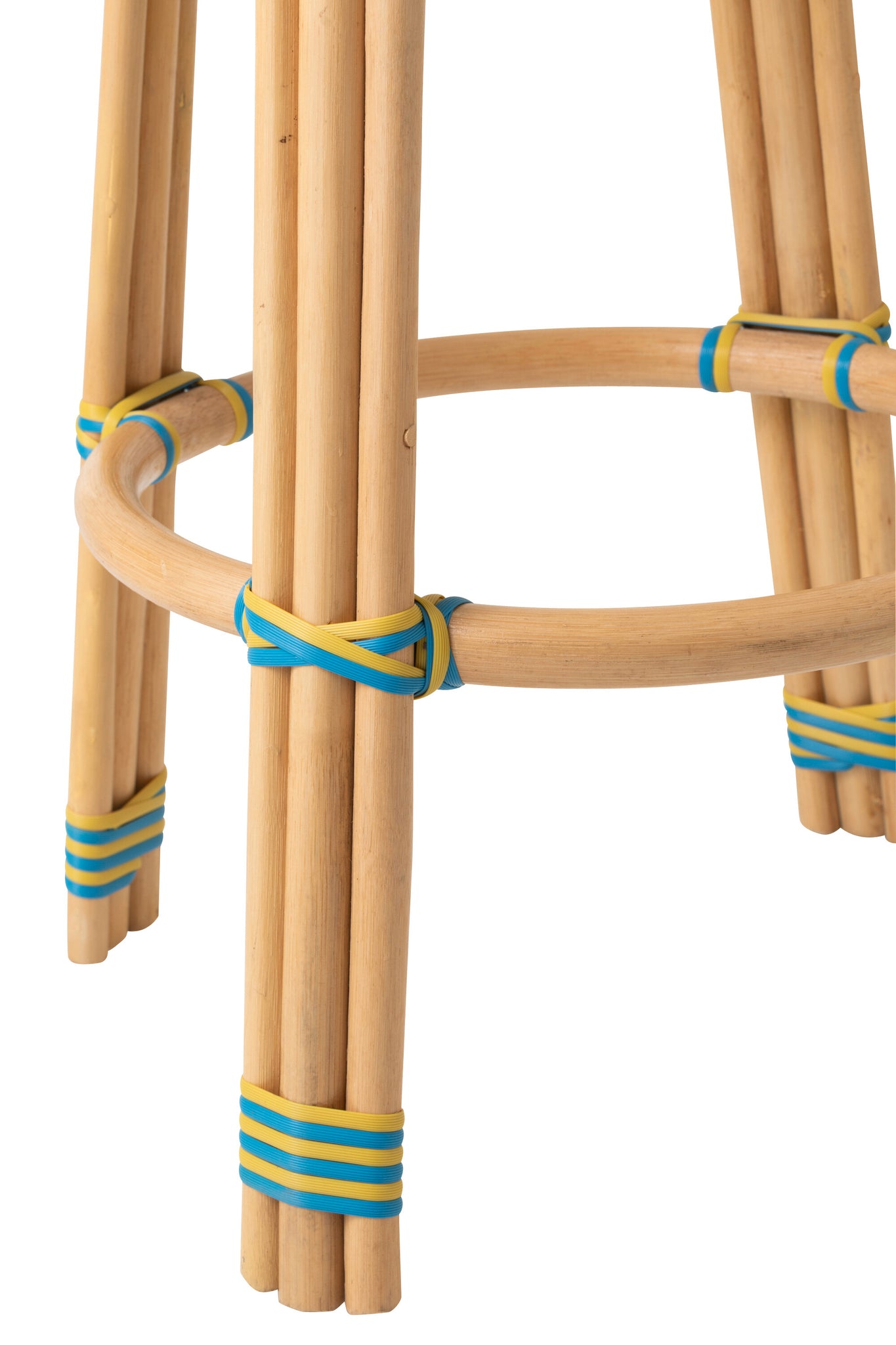 Outdoor Barkruk Geo Rond Rotan Geel/Azuurblauw J-Line